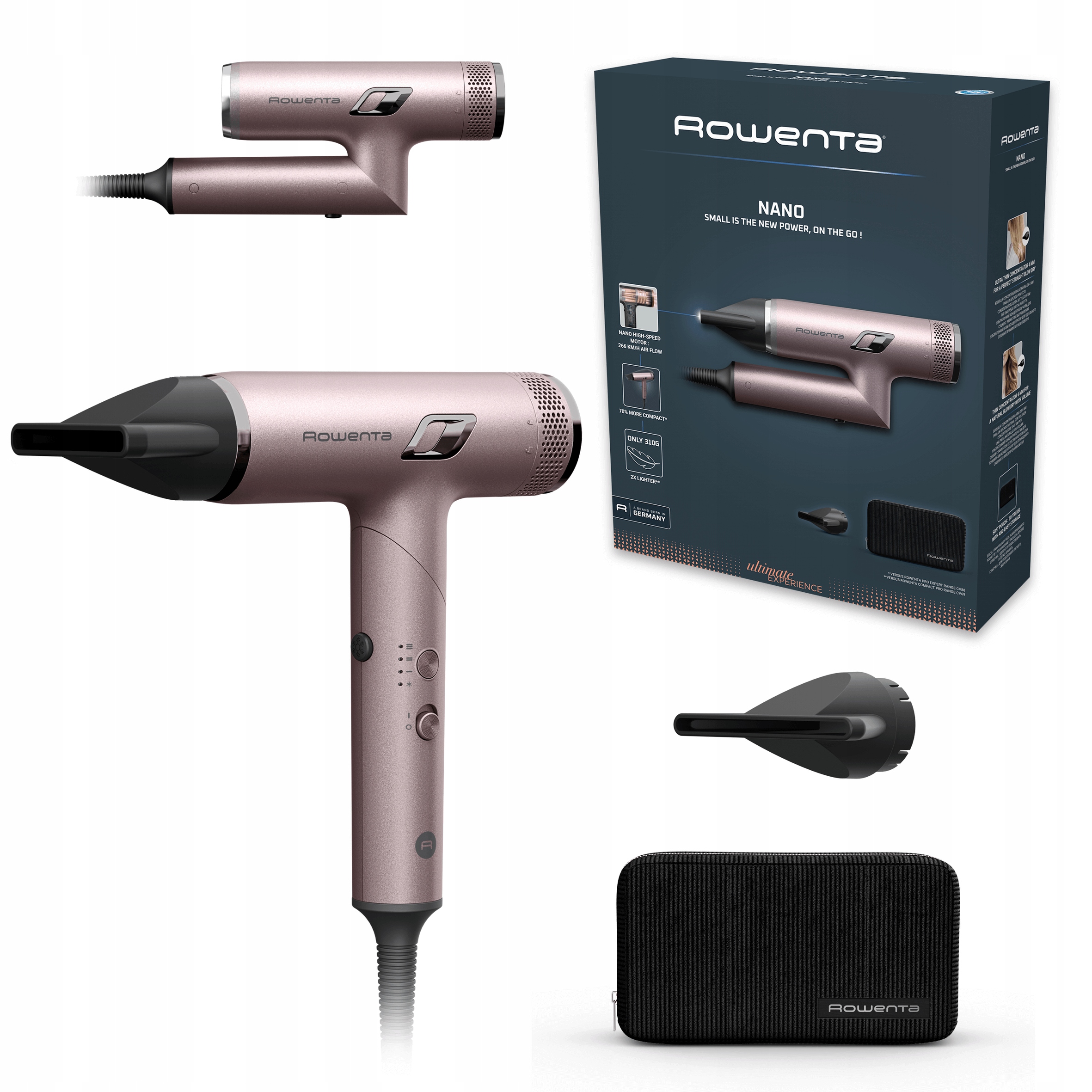 Składana suszarka do włosów Rowenta HY8530 1700W jonizacja podróżna mocna