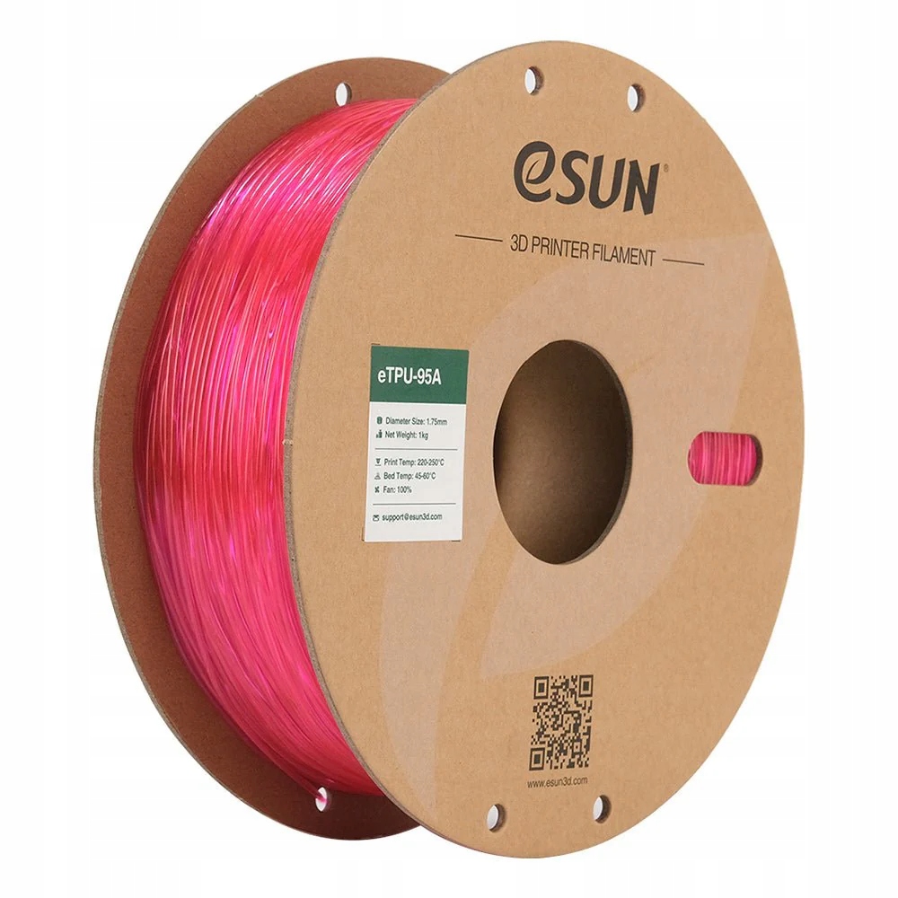 eSun TPU-95A Filament transparentní růžový 1.75 mm 1 kg papírová cívka