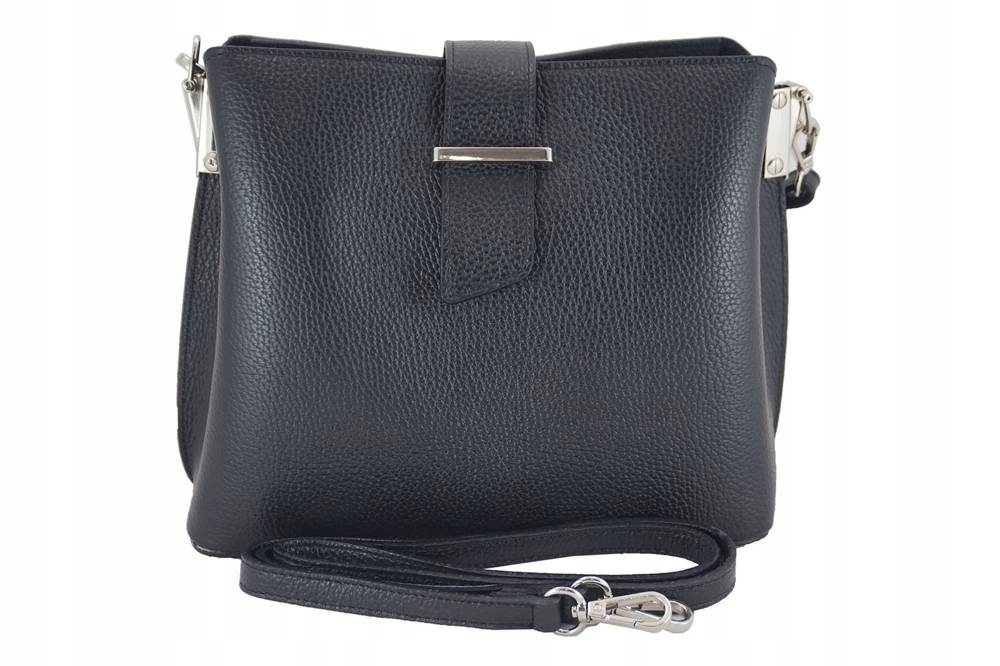 Skórzana shopperka damska na ramię kuferek czarny - Barberini's 752-1 Stan opakowania oryginalne