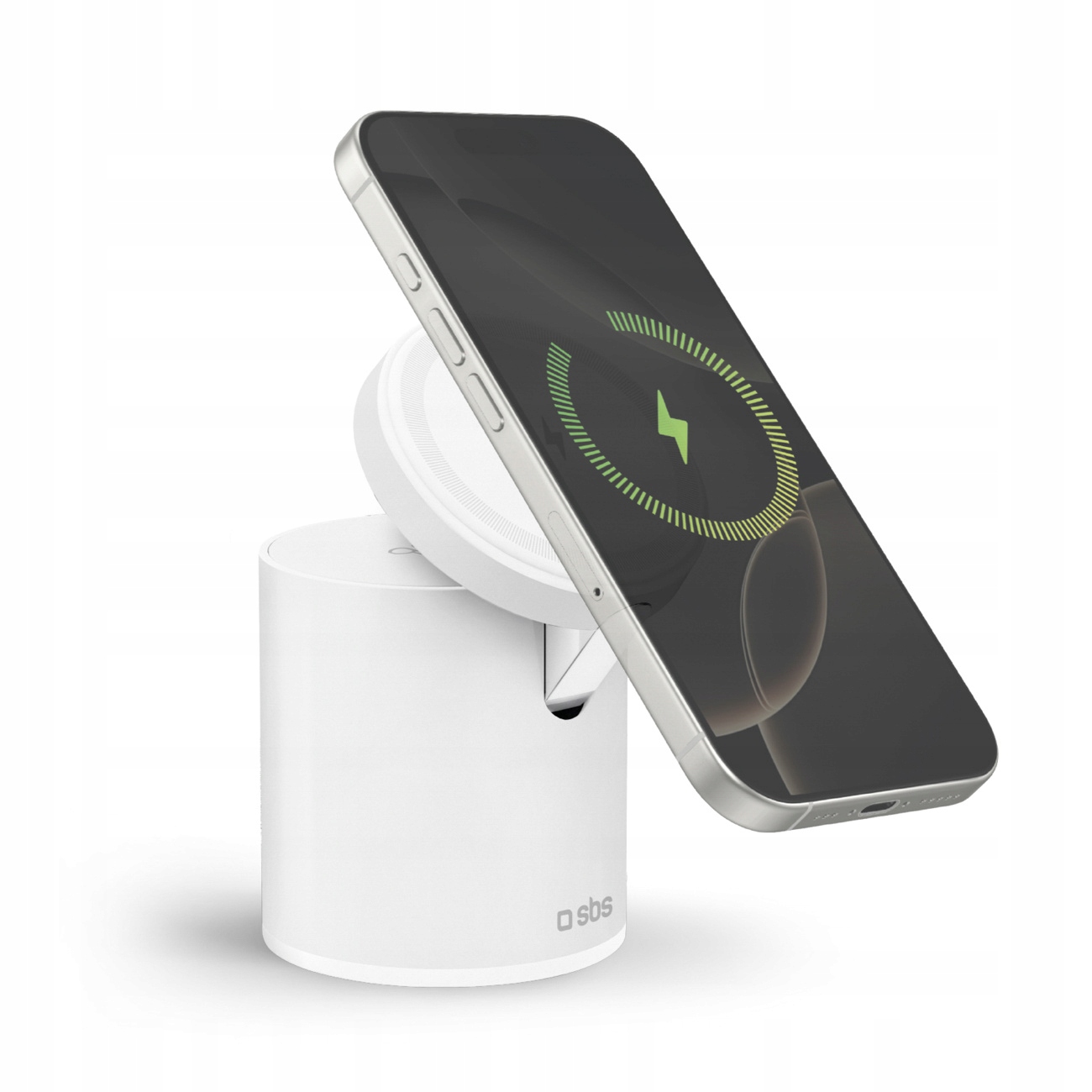 Bezdrôtová magnetická nabíjacia stanica 2v1 pre smartfón, slúchadlá, biela