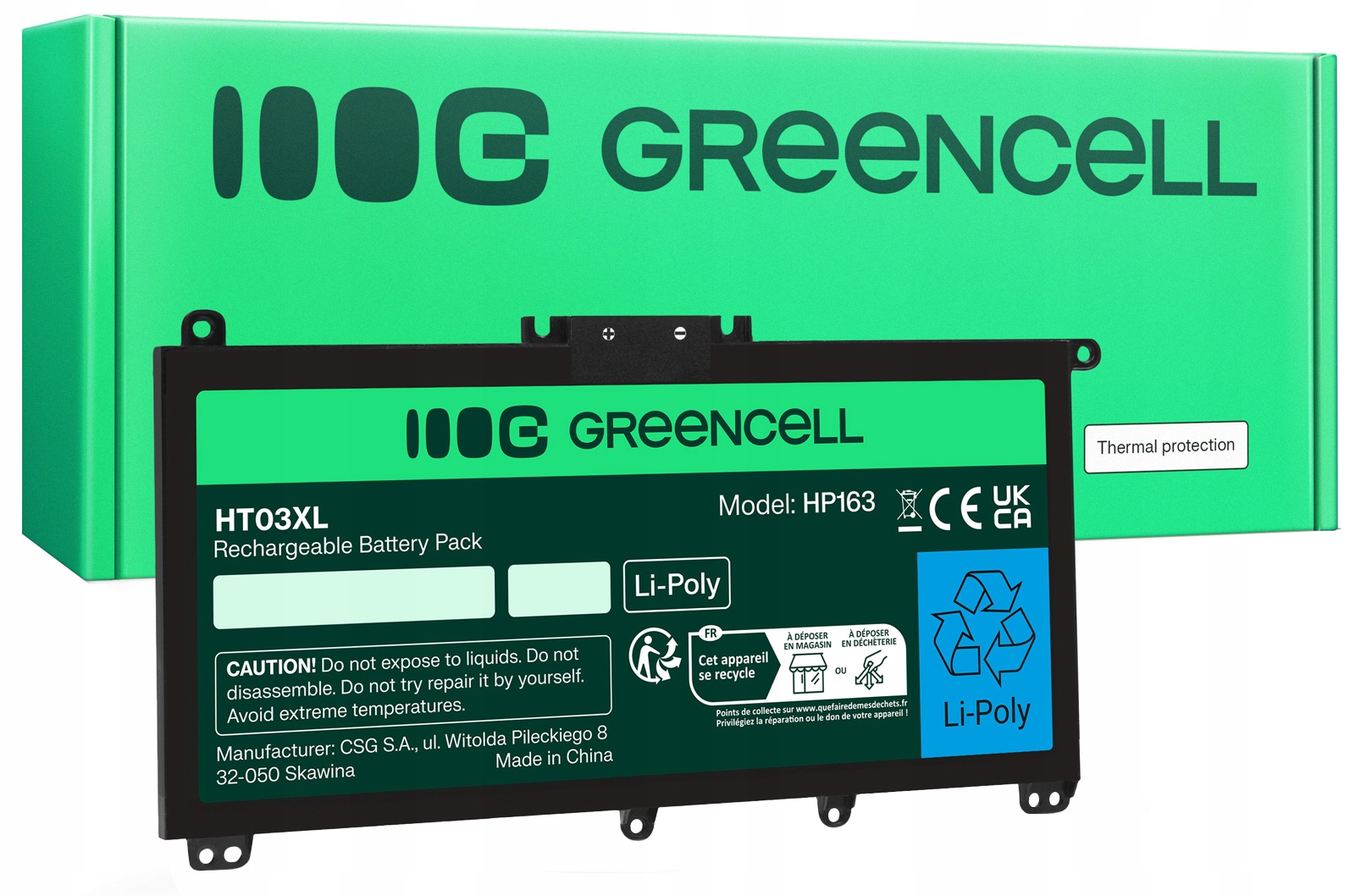 Bateria Green Cell HT03XL L11119-855 do Hp 250 G7 250 G8 255 G7 Hp 14 15 17