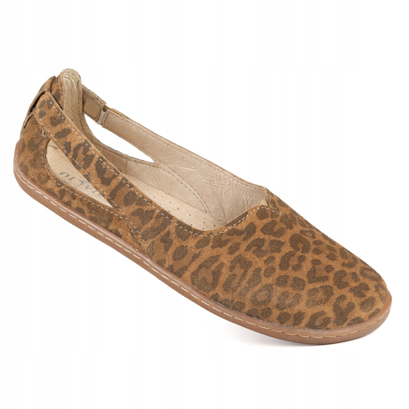 Dámské barefootové baleríny na široké chodidlo kožené Flow panterka 38