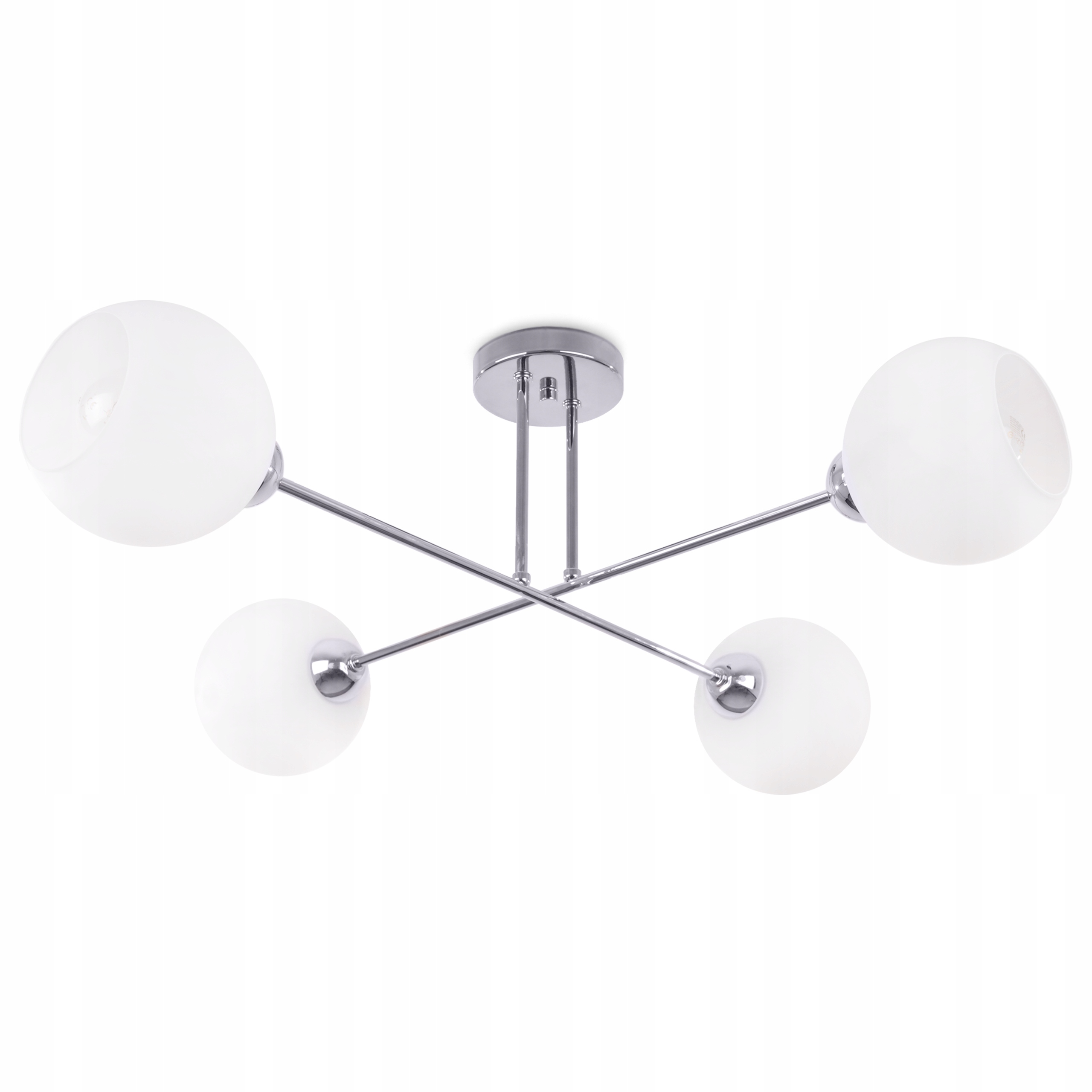 Lampa Sufitowa Żyrandol Wisząca Chrom Białe Kule Do Kuchni Łazienki Loft