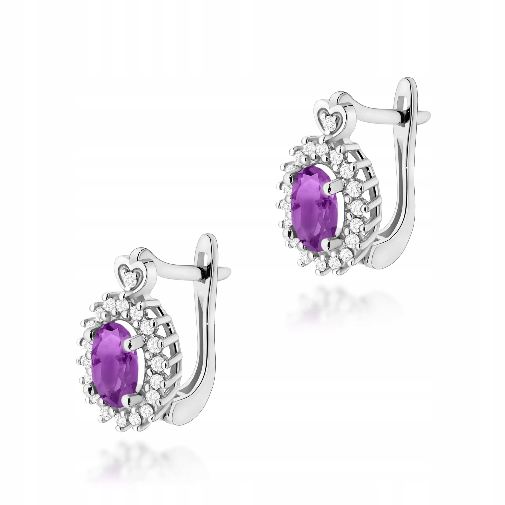 Złote kolczyki z ametystem 2 x 0,80ct białe złoto pr. 585