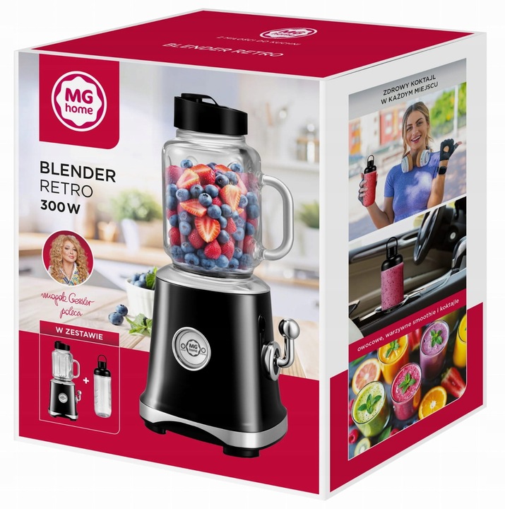 Retro Mixér Černý Pro Koktaily Smothie Zeleninových Ovocných Nápojů