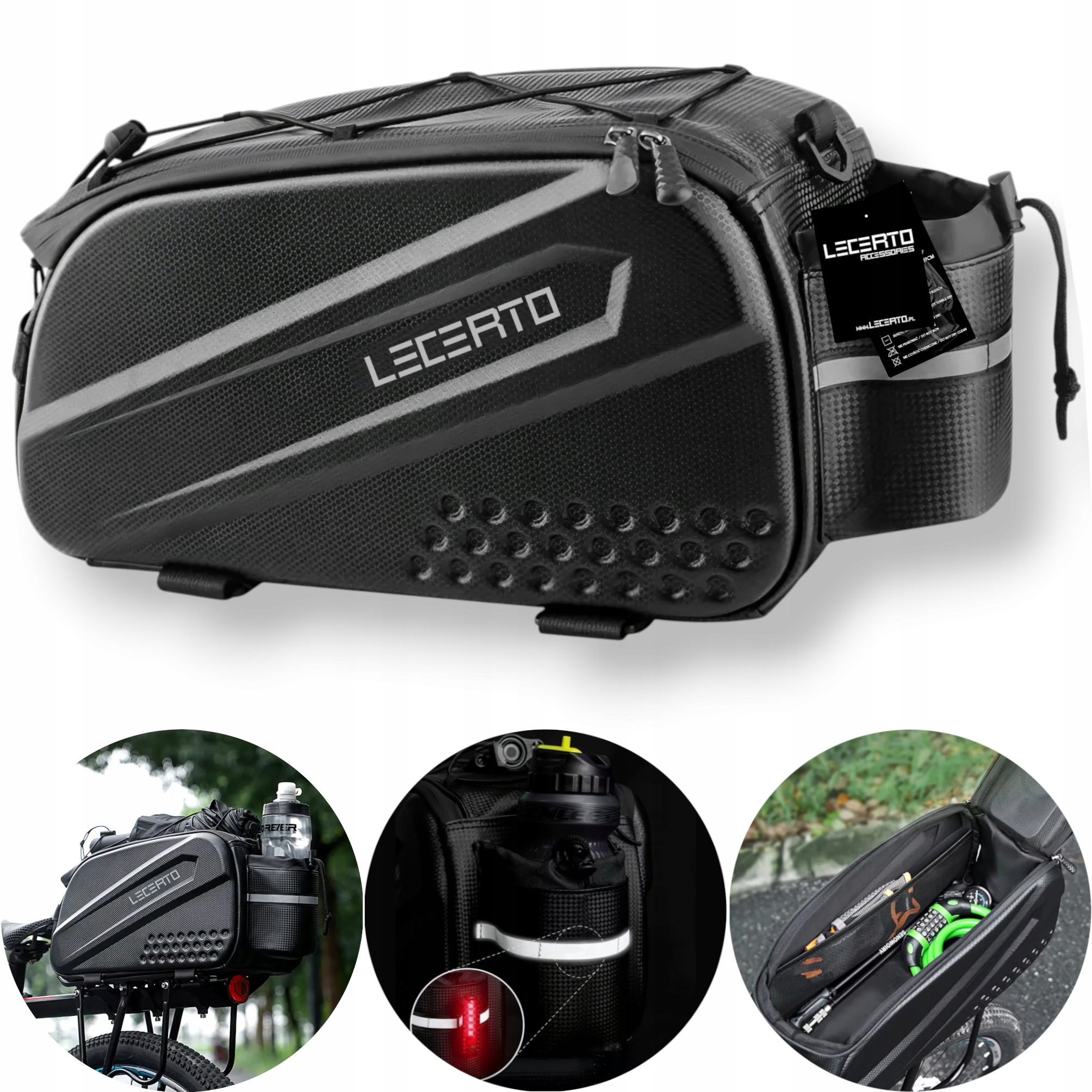 Lecerto Wodoodporna Usztywniana Sakwa Rowerowa Kufer Torba Na Bagażnik 14L