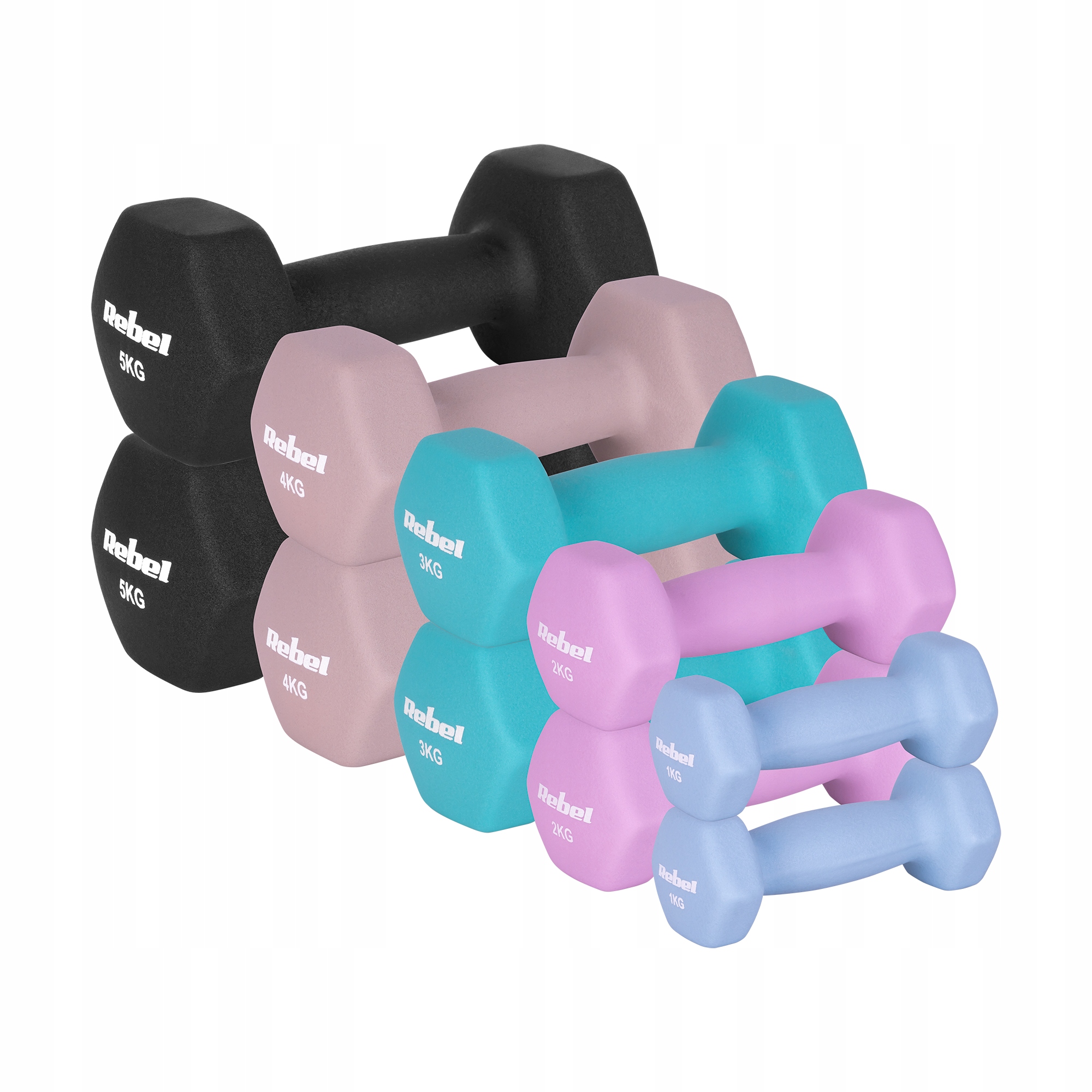 Neoprenové litinové činky Hex sada 30 kg pro fitness cvičení Rebel
