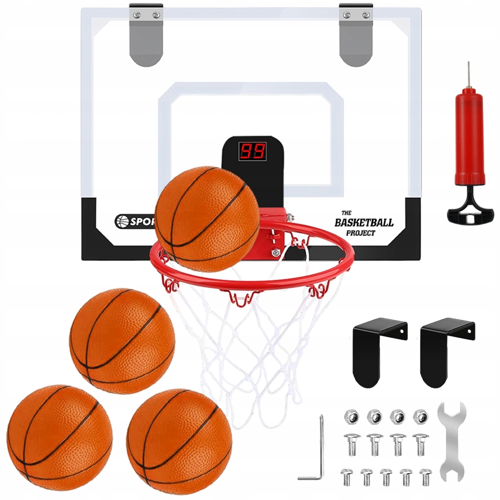 Basketbalová Deska S Košem Štít Pro Děti Obruč Sada 4 Míčky