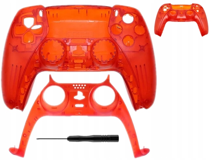 CZERWONA TRANSPARENTNA OBUDOWA PADA DUALSENSE PS5 PLAYSTATION 5 + ŚRUBOKRĘT