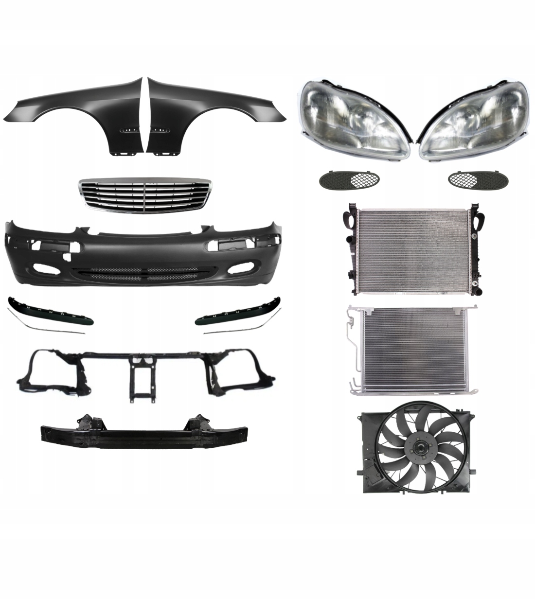 Mercedes Бензин Клас S W220 98-02 Передня панель Решітка