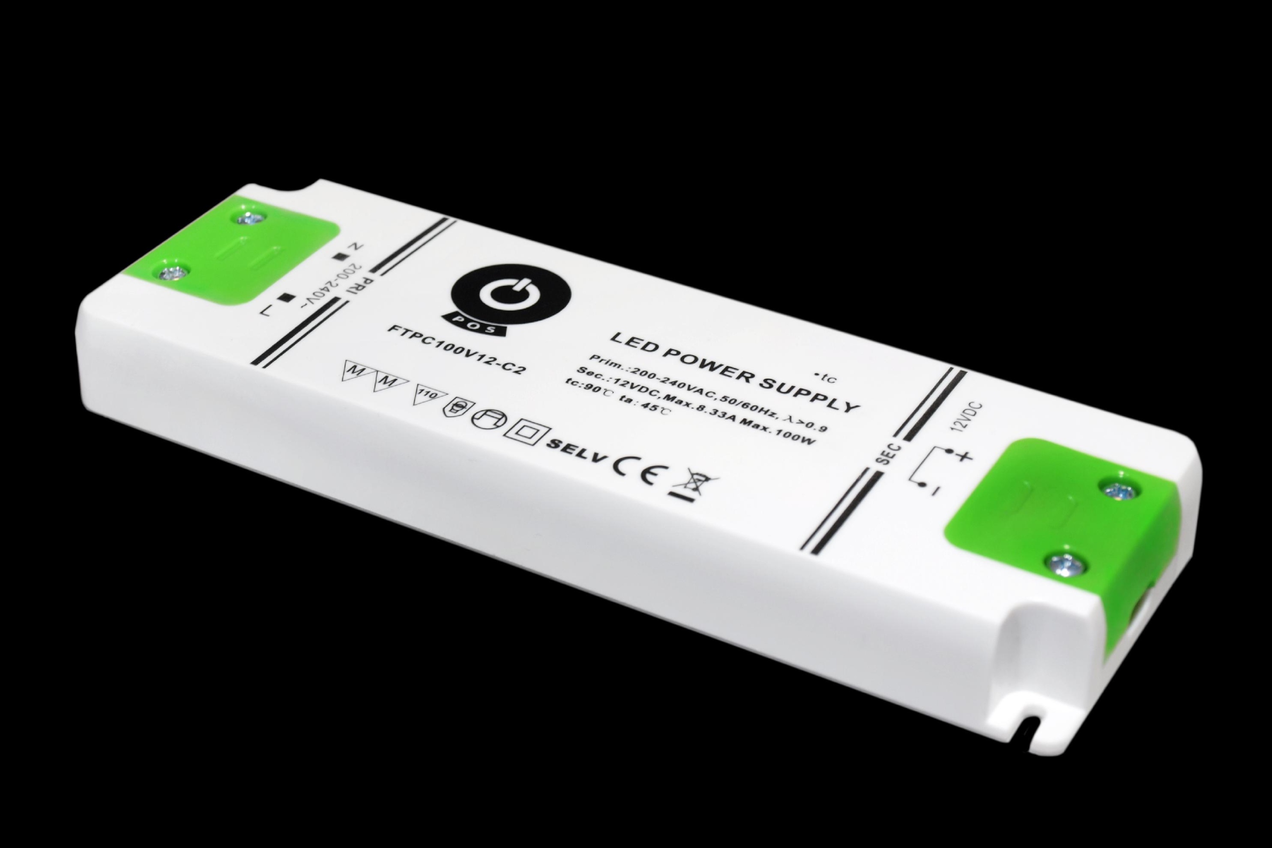 FTPC100V12-C2: FTPC100V12-C2: Led zdroj 12V/8.33A CV, kompaktní plastový obal