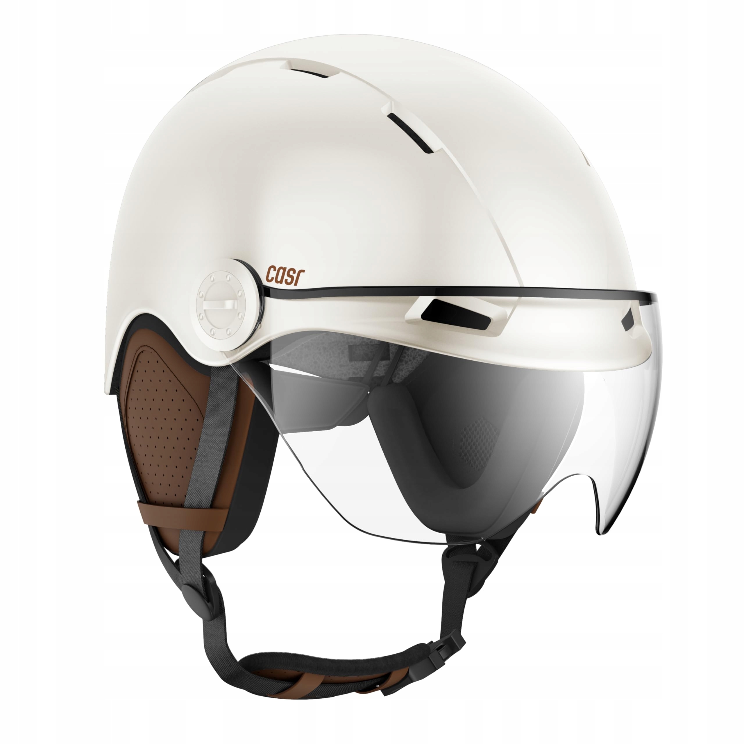 Kask Casr Life Rower Hulajnoga Kremowy L 58-61 cm Wizjer Nauszniki