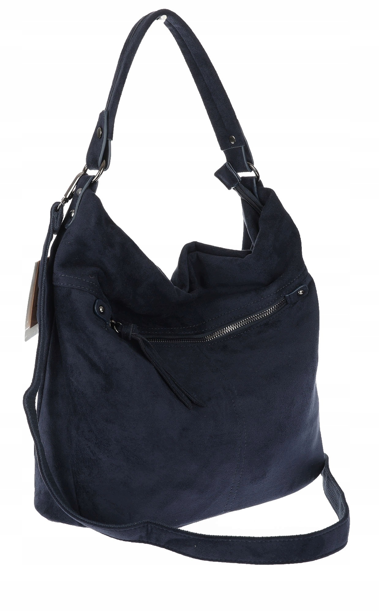 Dámská shopper kabelka semišová taška přes rameno do ruky lehká PB40 Tmavě modrá