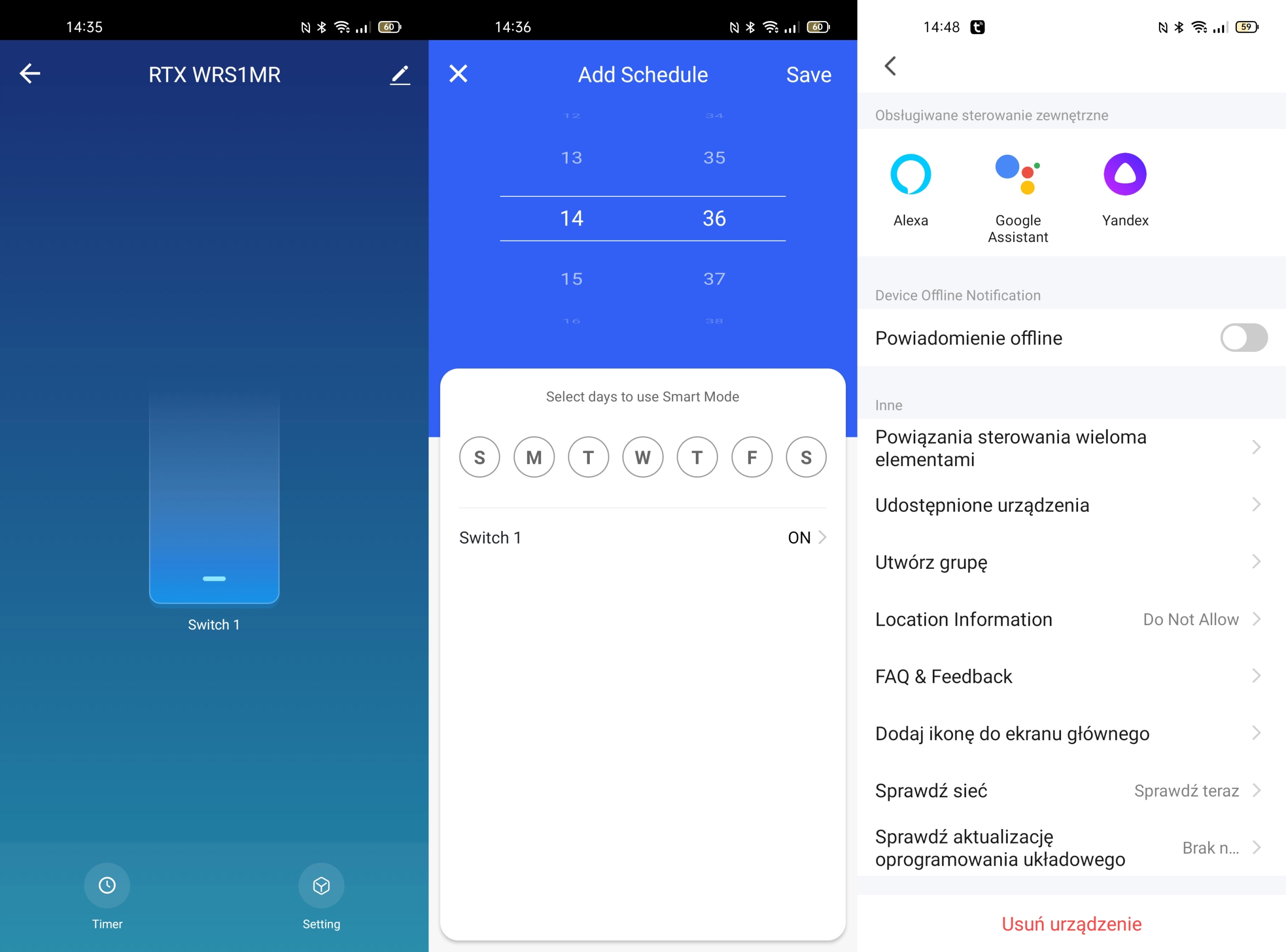 RTX Moduł TUYA WiFi Sterownik przekaźnik dopuszkowy 16A MINI Cechy dodatkowe łączność z wifi