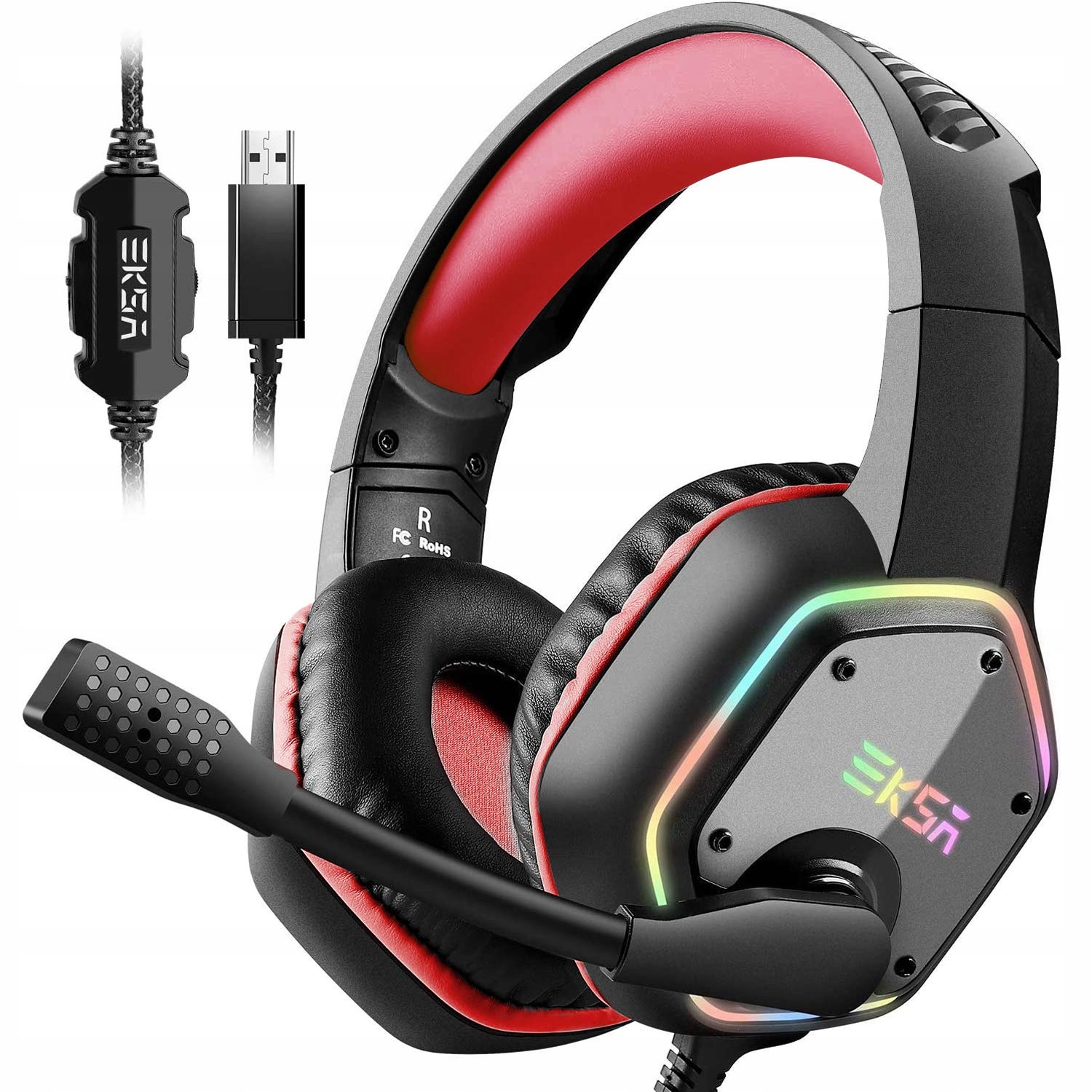 EKSA Słuchawki Gamingowe z Mikrofonem 71 Surround RGB dla PC PS4 PS5 Laptop — miniatura 2