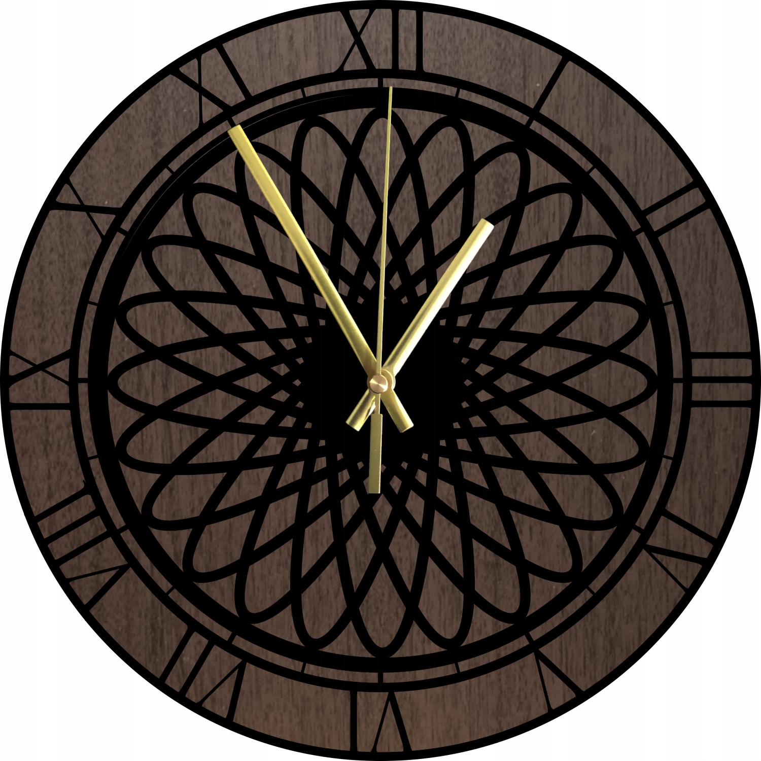 Moderní nástěnné hodiny dřevěné Tiché čitelné Geometrický dub 45 cm