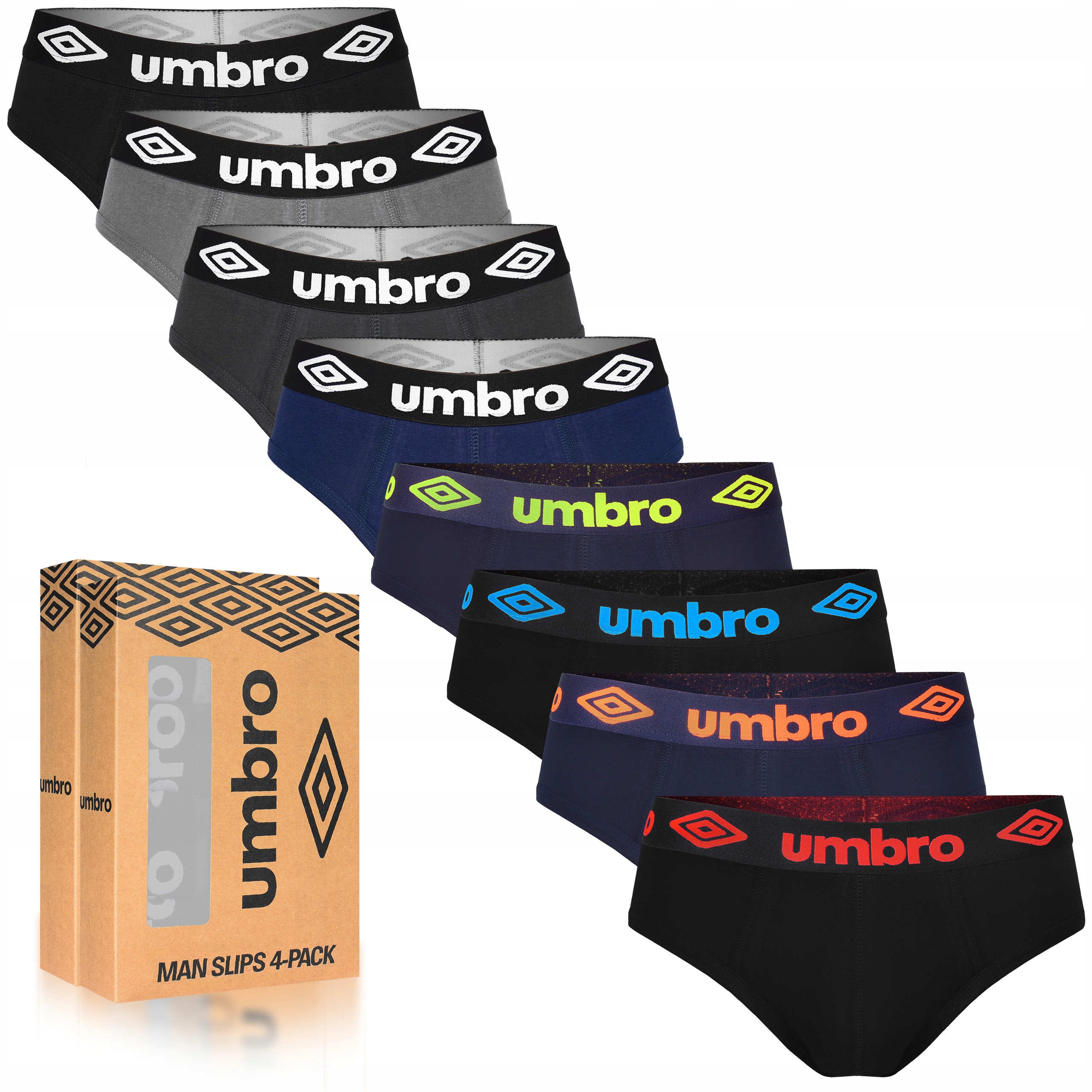 Umbro Slipy Slipy Pánské Bavlněné Sada 8 kusů Velikost M
