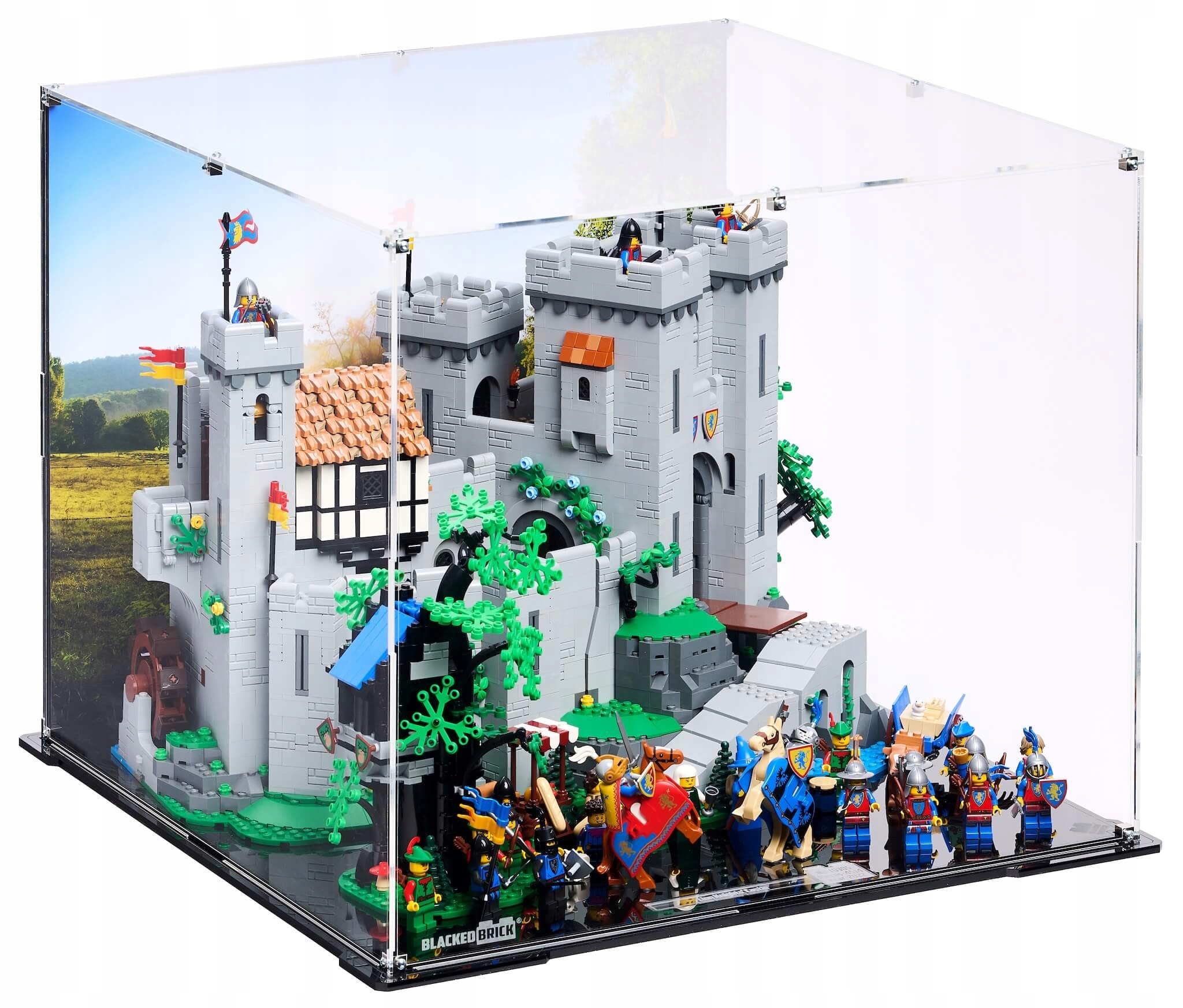 Vitrína s pozadím Blacked Brick pre Lego 10305 Icons Zámok rytierov erbu Lev