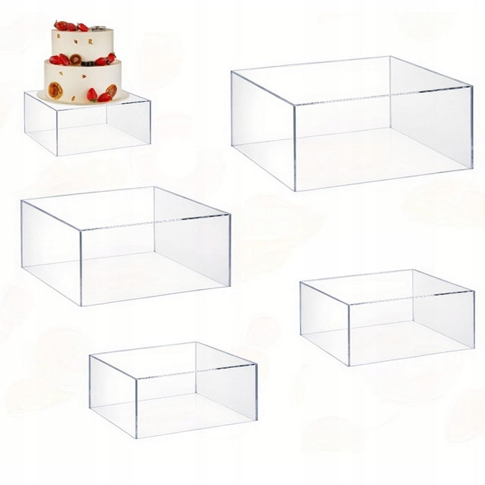Levně 4ks Sada stojanů na sladký stůl Expozitor na dort akrylová mísa