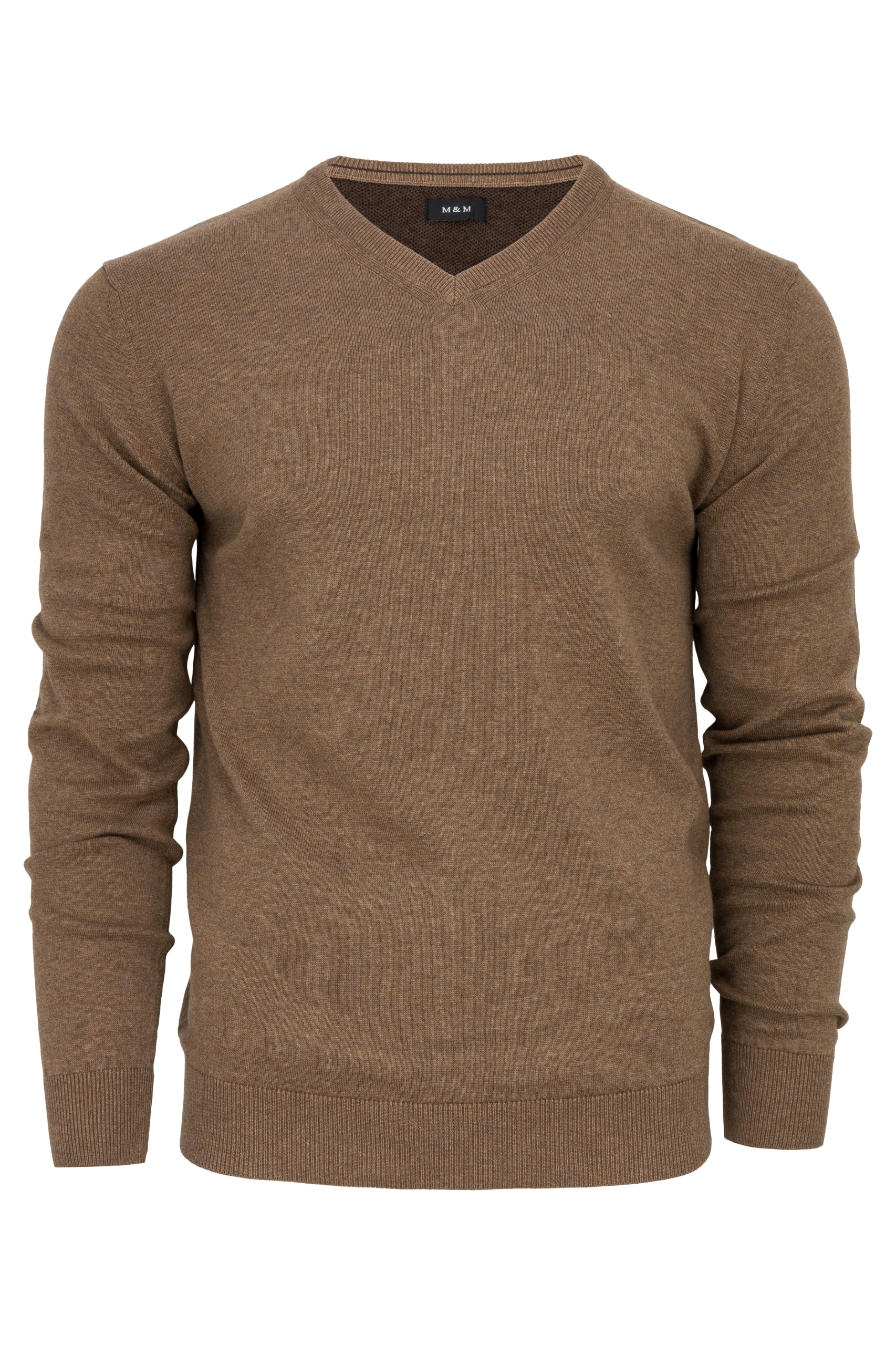 Pánský svetr V-neck serek M&M béžový Premium Cotton Bavlna 100% vel XXL