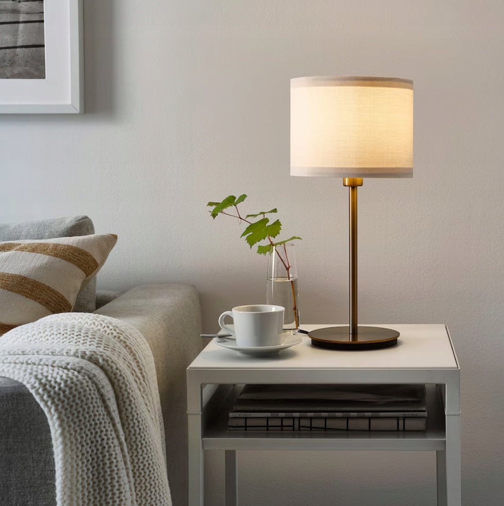 IKEA RINGSTA SKAFTET Lampa stołowa biały mosiądz EAN (GTIN) 00000249385685
