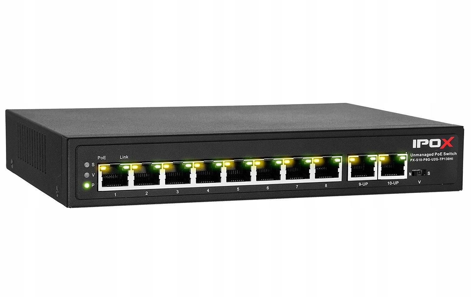 Switch gigabitowy PoE 8-port + 2 RJ45 130W, 20Gbps