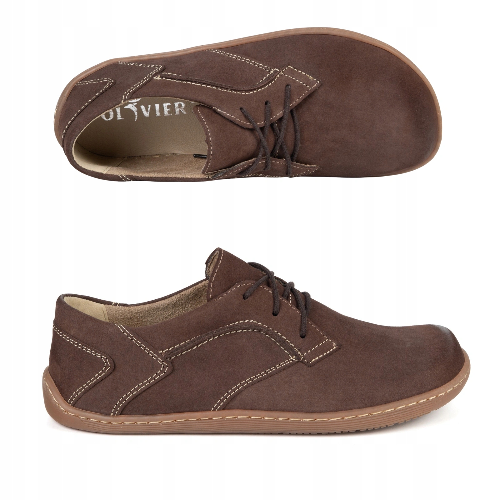 Barefoot Dámské minimalistické kožené boty 1082 hnědé nubukové 39