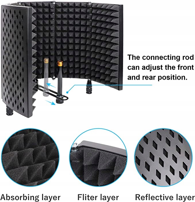 Kabina Akustyczna Ekran Filtr do Mikrofonu Osłona Wyciszająca 5 paneli Marka inna