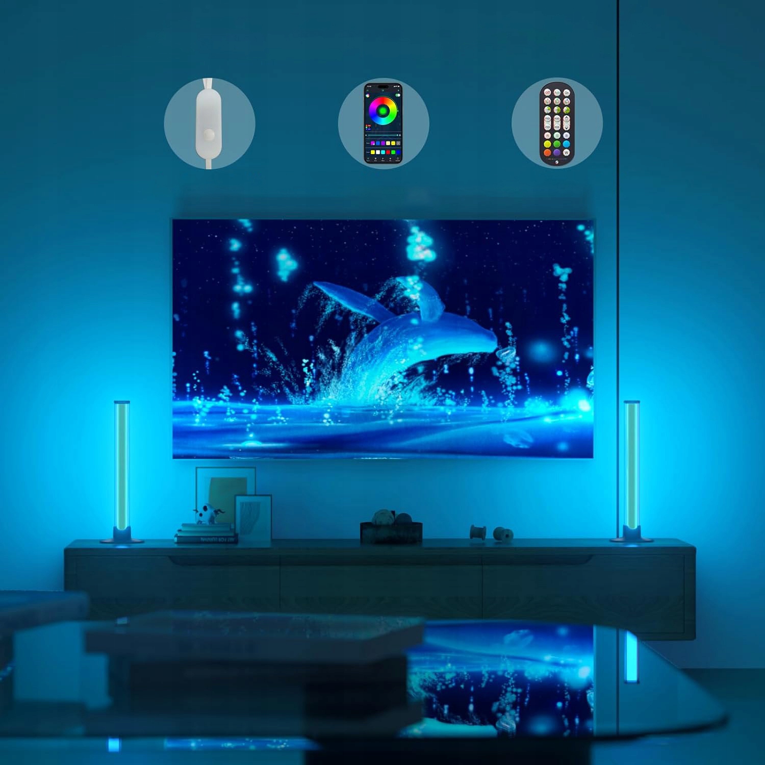 INTELIGENTNA LISTWA OŚWIETLENIOWA LED RGB 40CM 2SZT NA BIURKO Marka bez marki