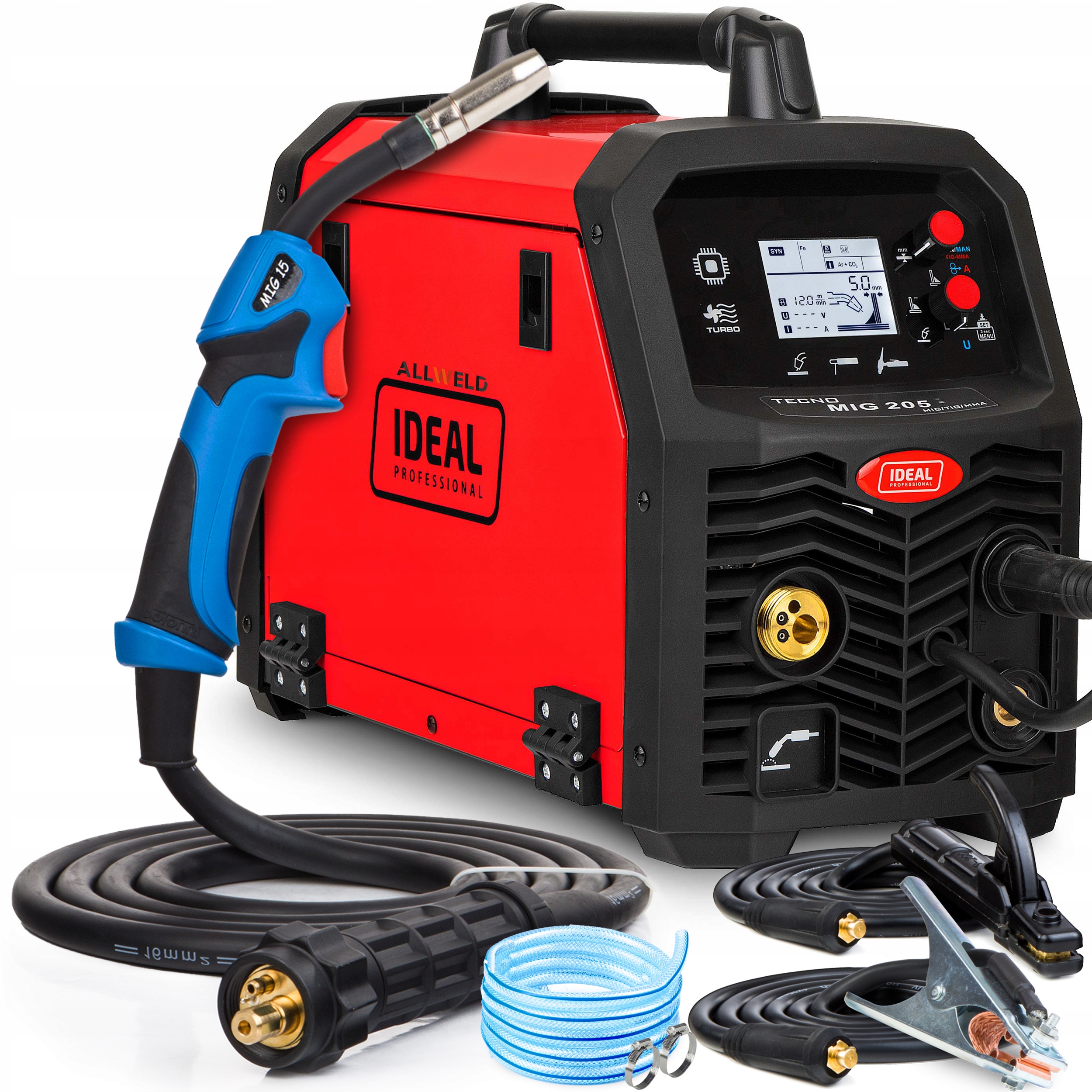 PÓŁAUTOMAT SPAWALNICZY IDEAL TECNOMIG 205 LCD V2 SYNERGIA MIG MMA TIG 200A