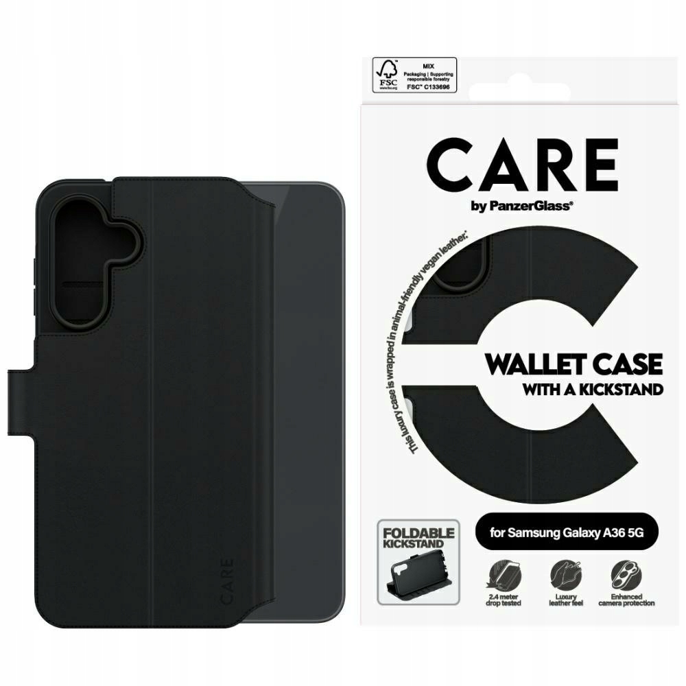Pouzdro pro Samsung Galaxy A36 5G PanzerGlass Wallet Kickstand černé