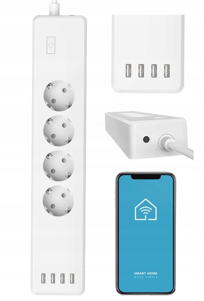 Listwa Zasilająca Antyprzepięciowa Sterowana Wifi Hama 1.7M 4 Gn. 4X Usb