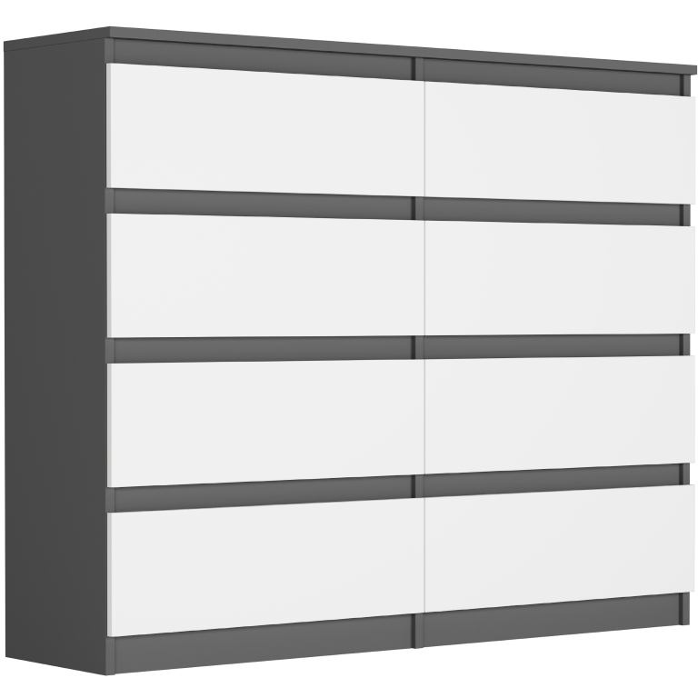 Nowoczesna KOMODA 120CM SZAFKA 8 SZUFLAD PL R-120-S8 ANTRACYT MIX