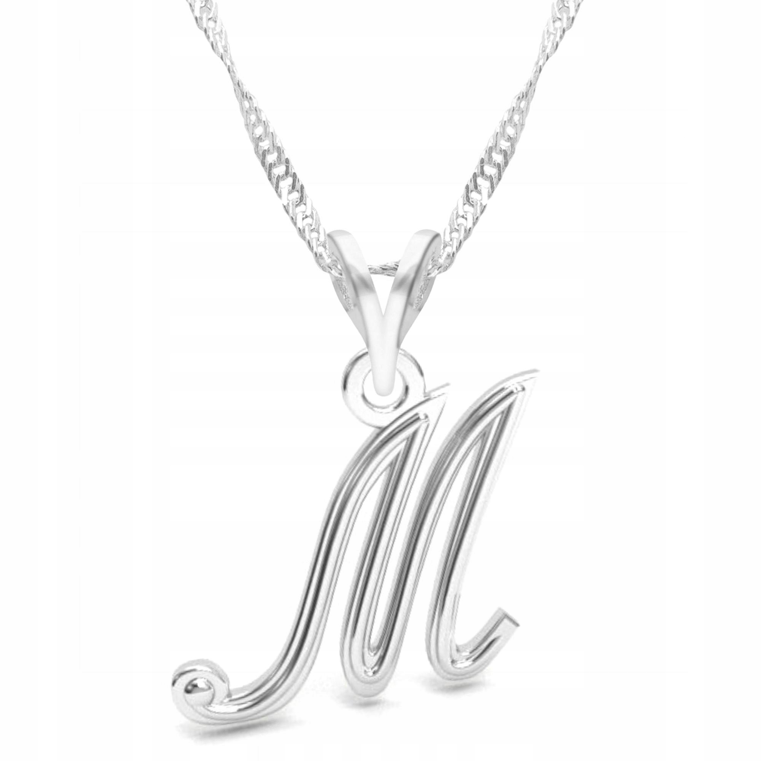 Stříbrný náhrdelník s písmenem M Abeceda Iniciál Velké písmeno Jméno Stříbro 925