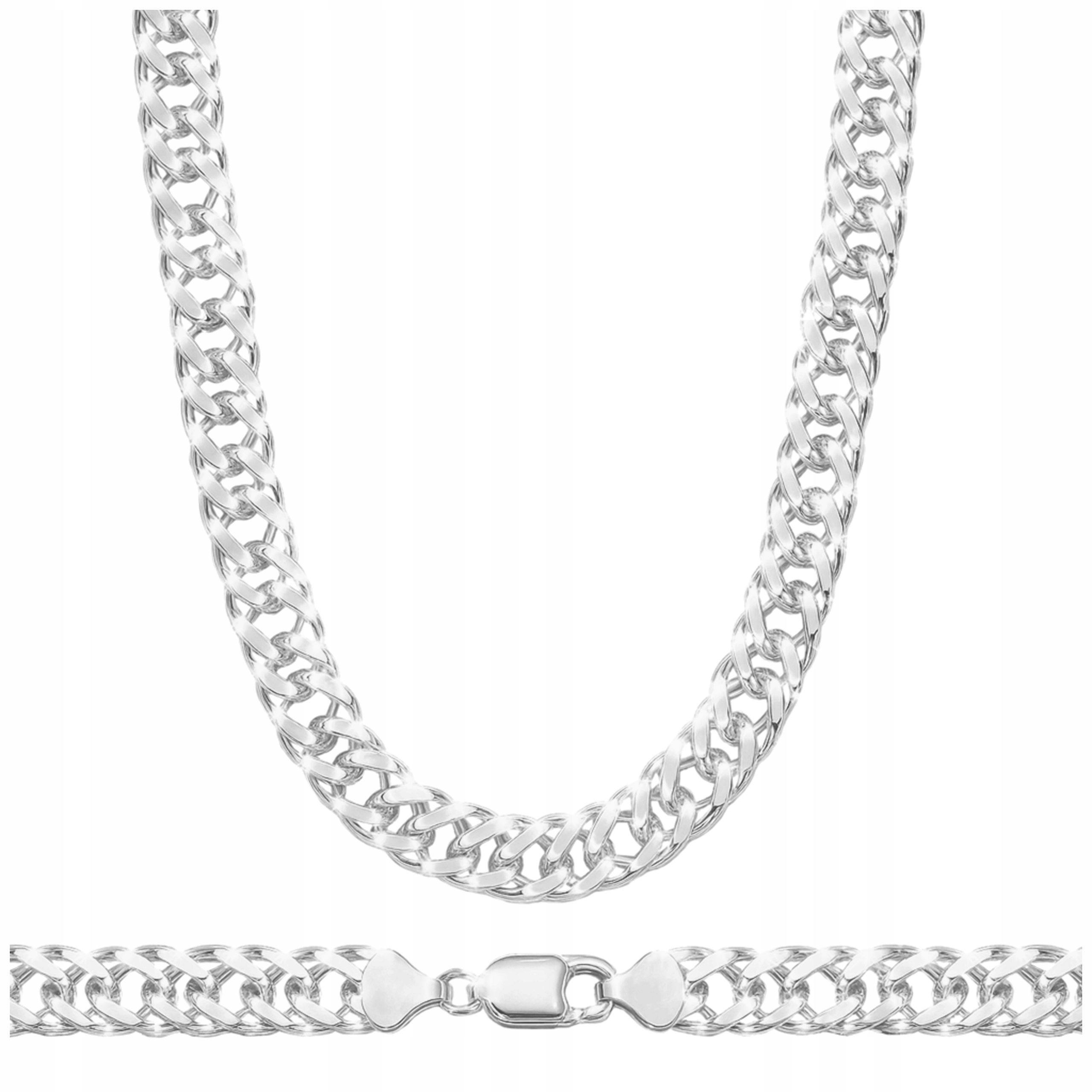 Stříbrný Řetízek Dvojitý Pancr Rombo Rhodiovaný Pánský 60 cm Plný 4 mm 925