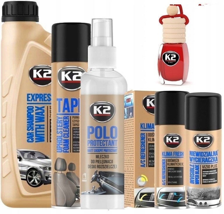 K2 ZESTAW KOSMETYKÓW DO WNĘTRZA AUTA SAMOCHODU NA PREZENT