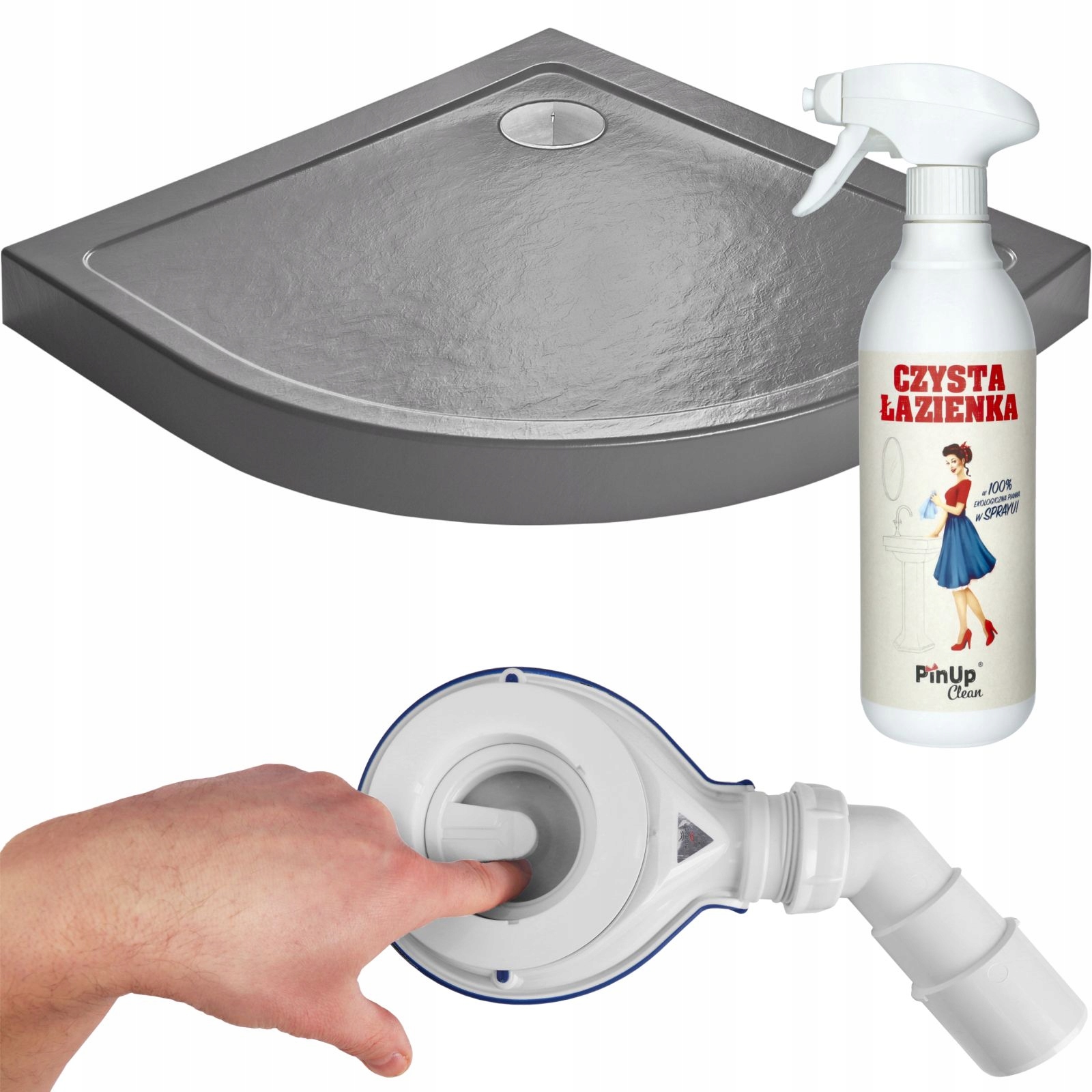 Brodzik wysoki półokrągły Doros A Compact Stone antracyt 80x80 Premium