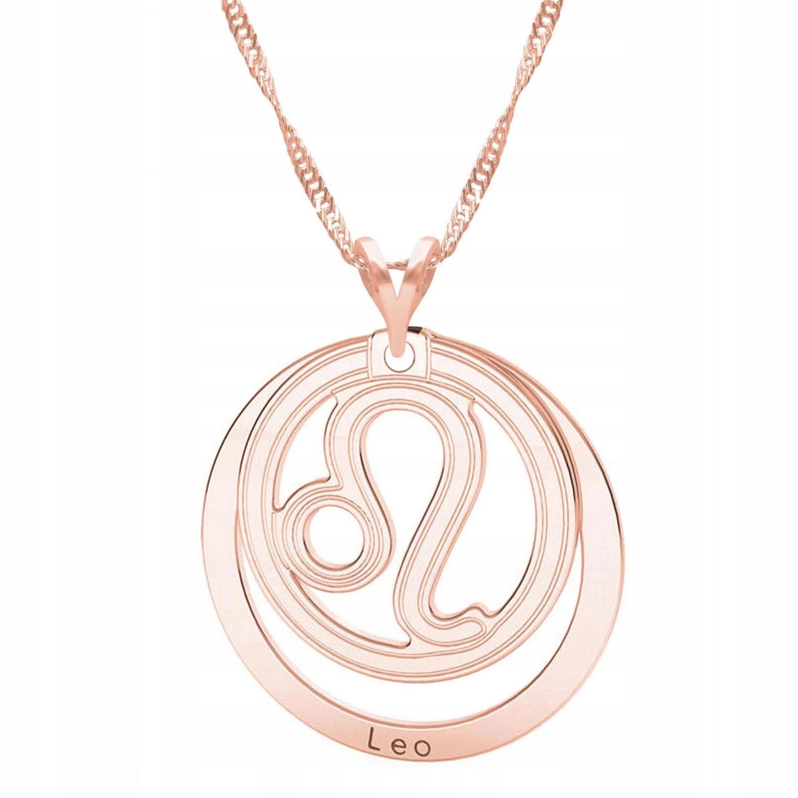 Pozlacený náhrdelník se znamením zvěrokruhu pro lva Leo Lew Lion Stříbro 925
