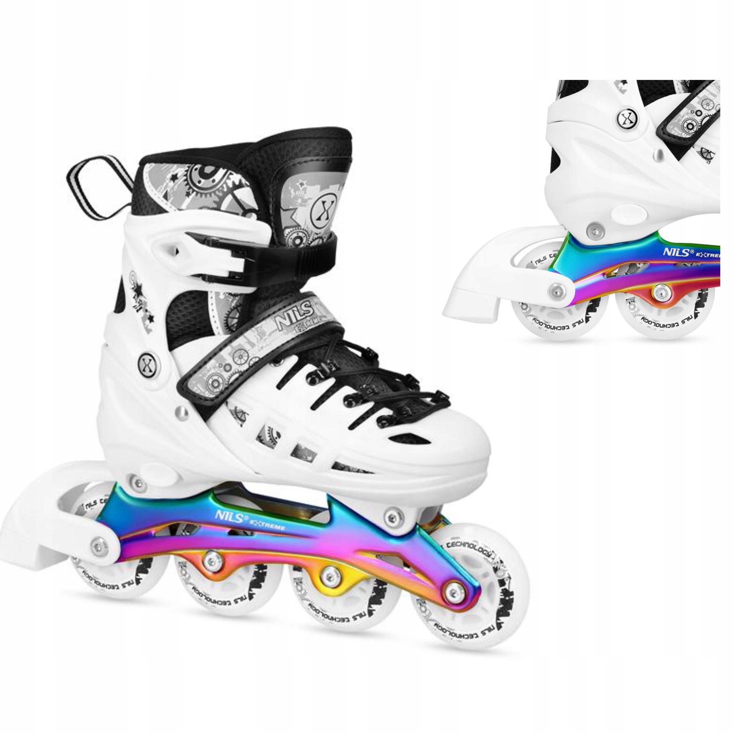 Brusle Na Led Brusle 2v1 4v1 Led Bílé Hokejová ližina Regulace 39-42 Nils Extreme