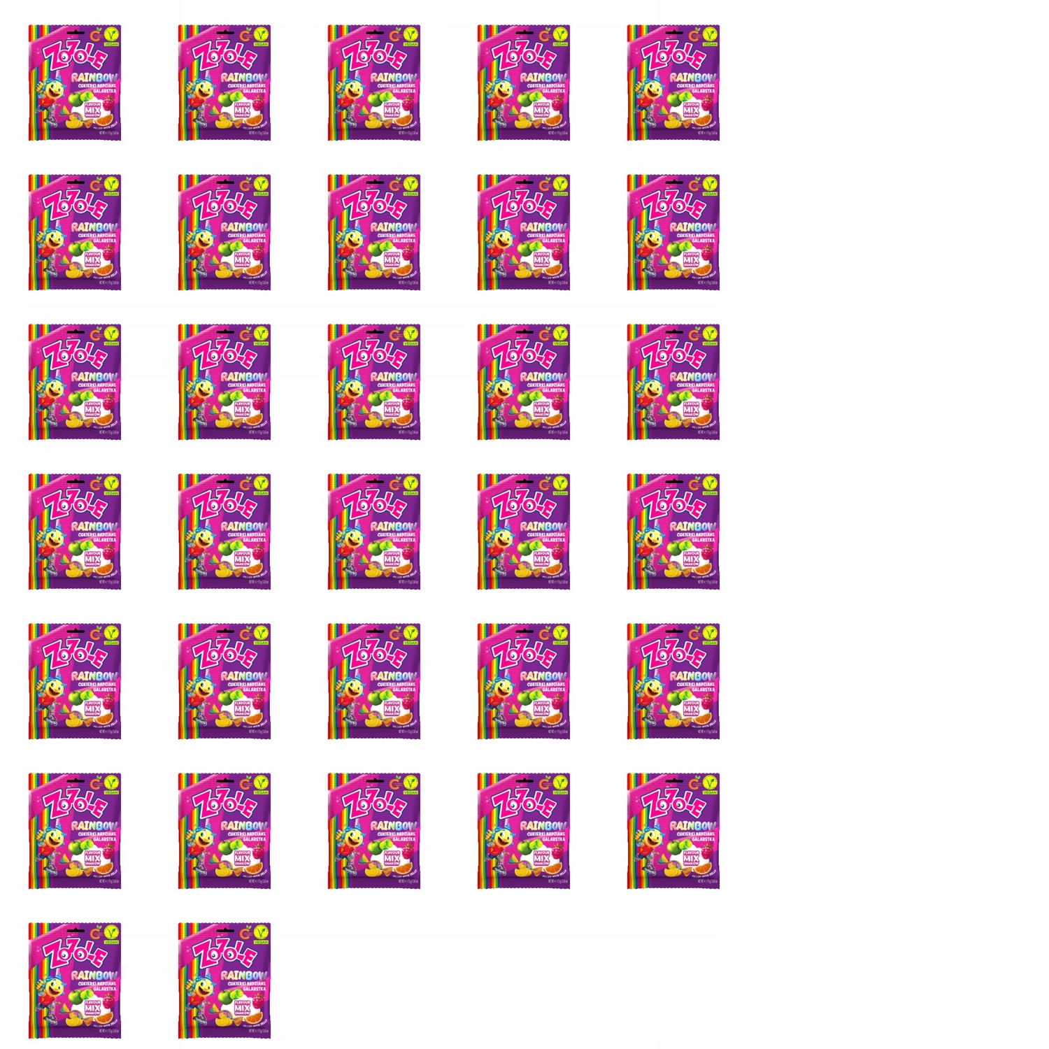 Levně 32 x 75 g Zozole Rainbow bonbóny měch želé bonbony Karton