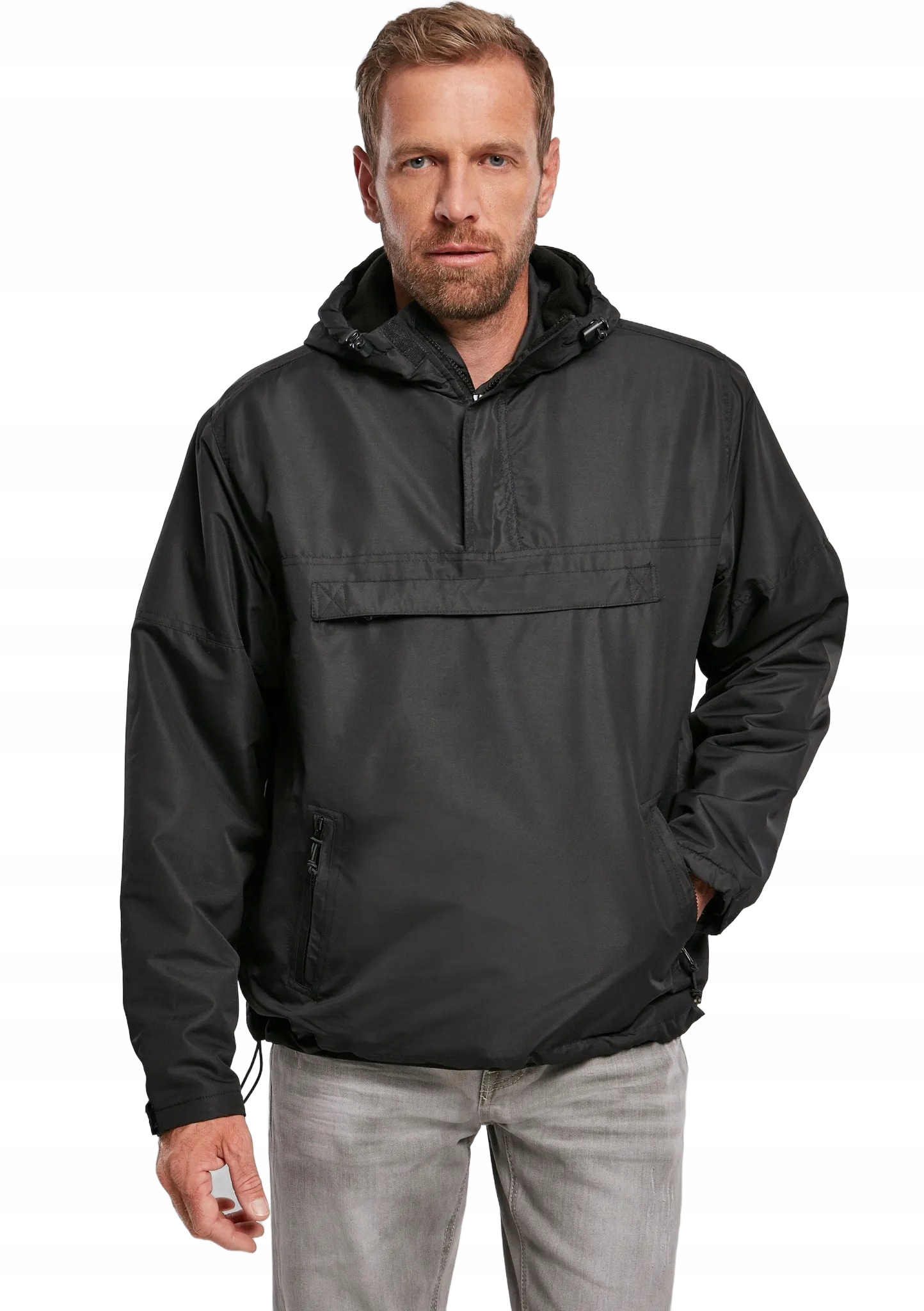 Brandit Černá Parka Bunda S Kapucí Na Zip XL J5E