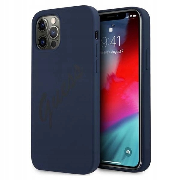 Etui Guess Script Vintage na iPhone 12 iPhone 12 Pro niebieskie