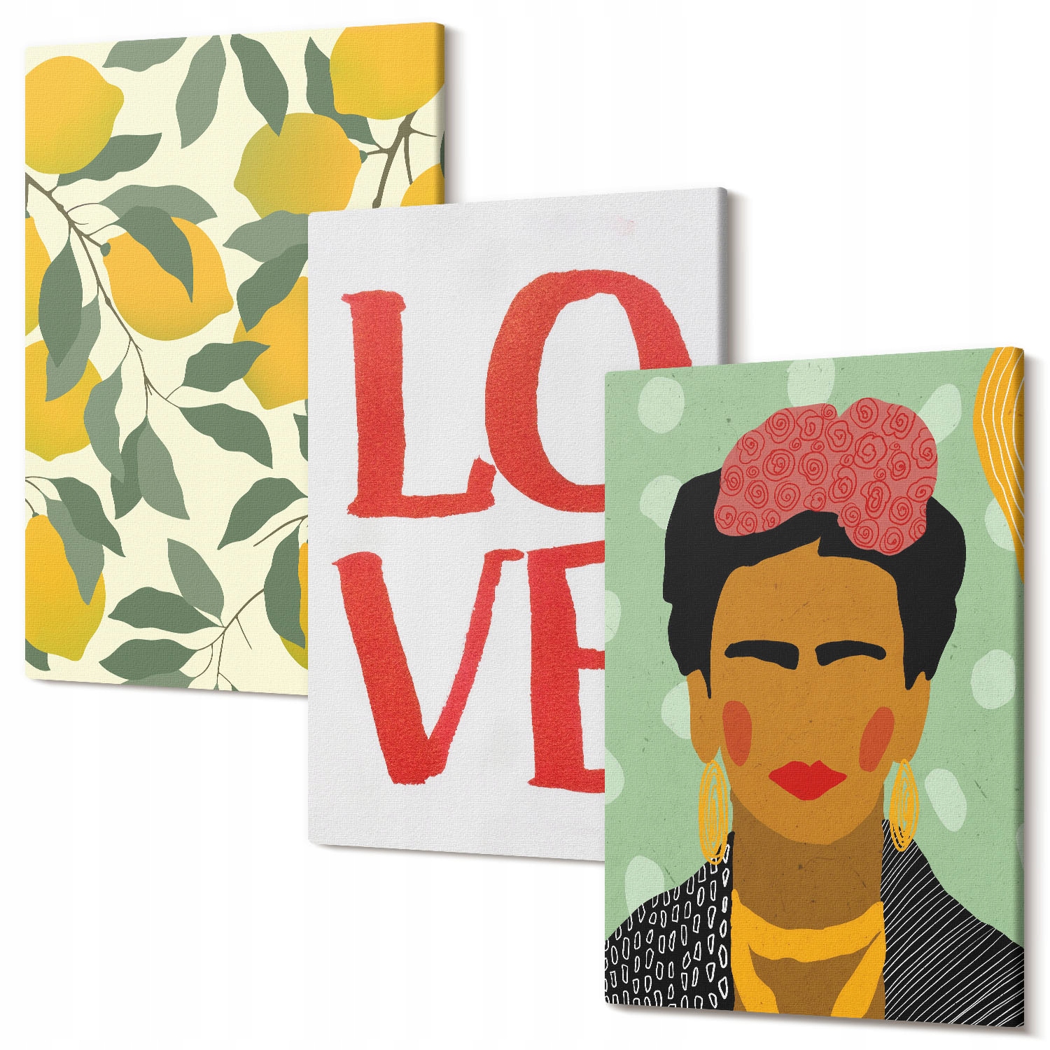 Sada nástěnných dekorací Citrony Love portrét Fridy 30x20 cm