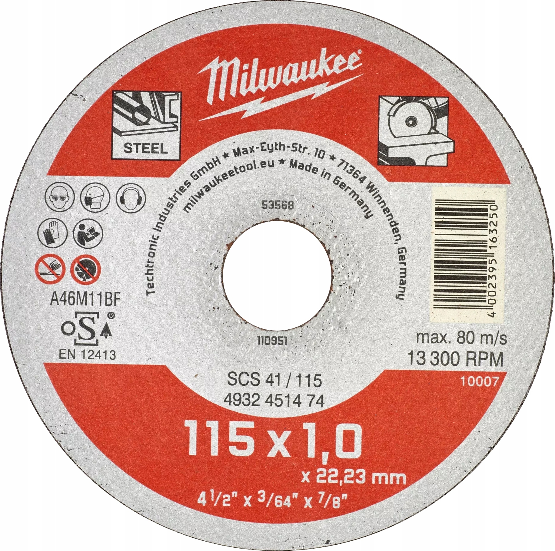 

Milwaukee Tarcza do metalu 115mm x 1mm Contractor