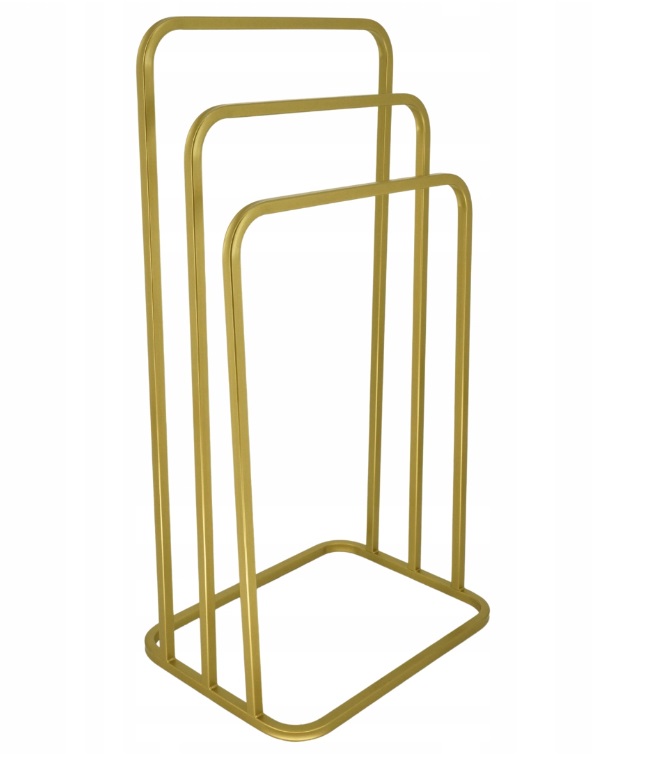 Moderní stojan Věšák na ručníky 3 Ramenní zaoblený Loft Zlatý