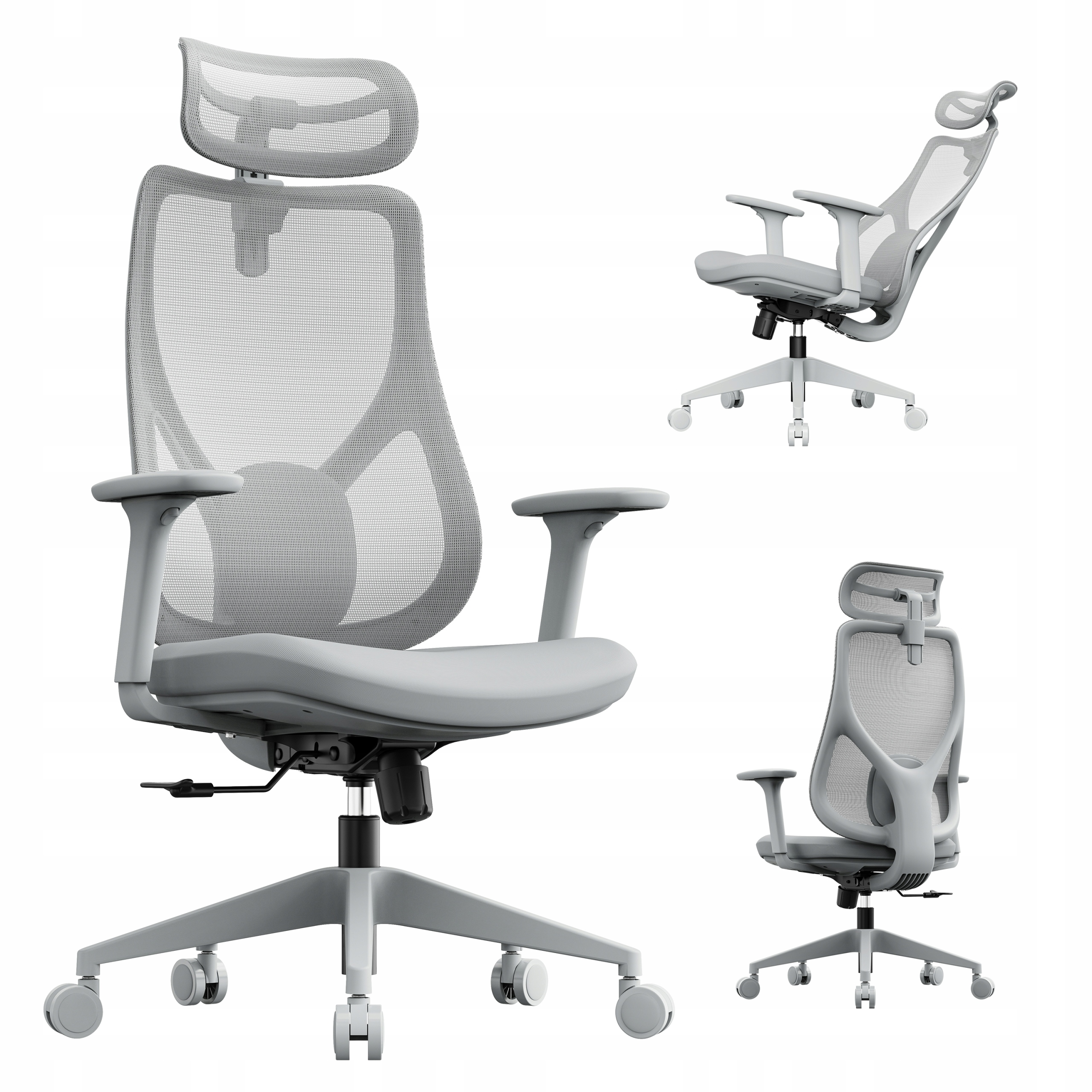 Fotel Biurowy Ergonomiczny Krzesło Obrotowe Materiałowy Szary Sense7 Moyo