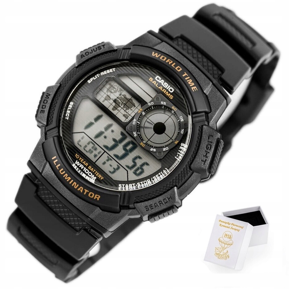 Hodinky Casio pro chlapce K Prvnímu Svatému Přijímání, budík, datumovka Box Taška