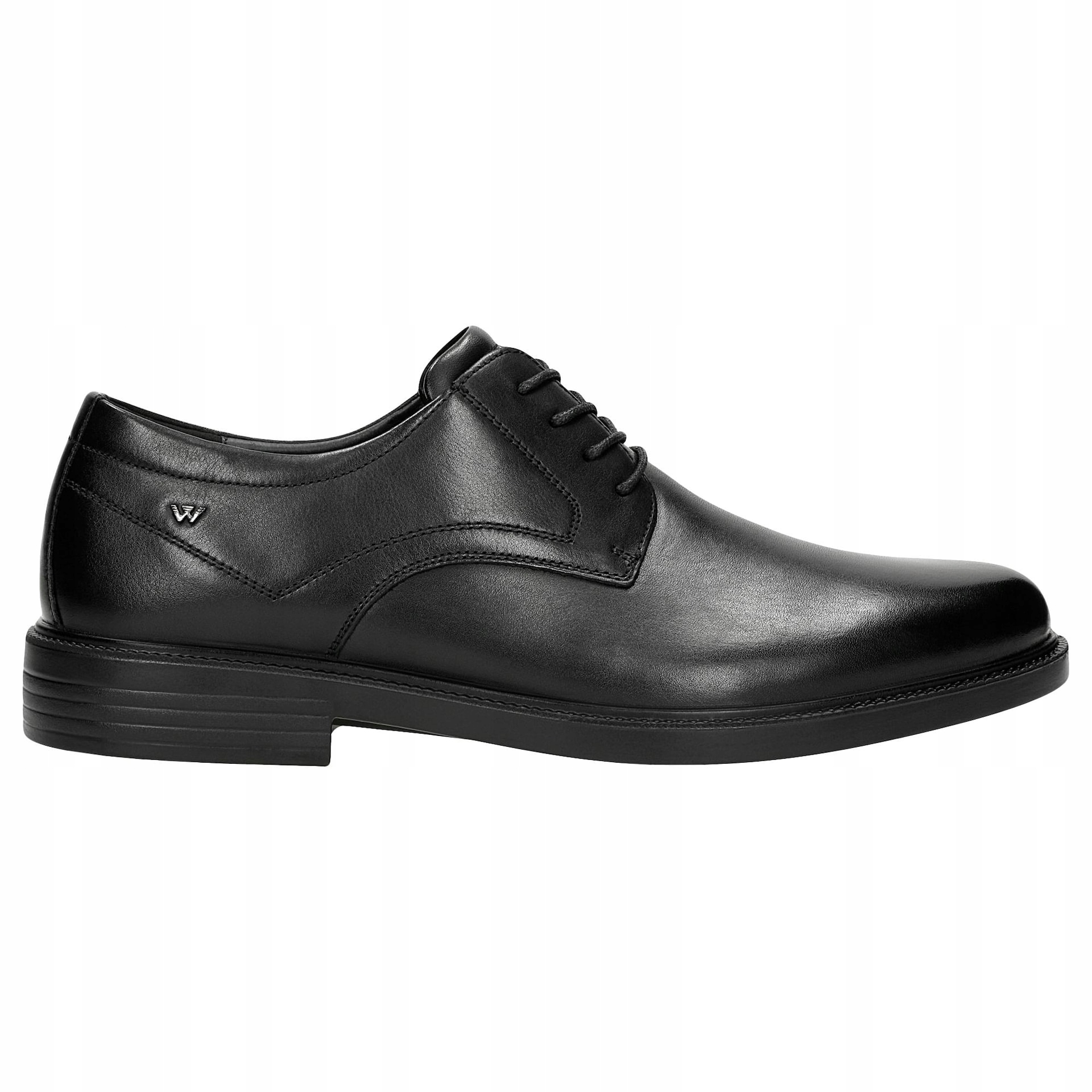 Czarne wizytowe półbuty męskie ze skóry licowej r. 39