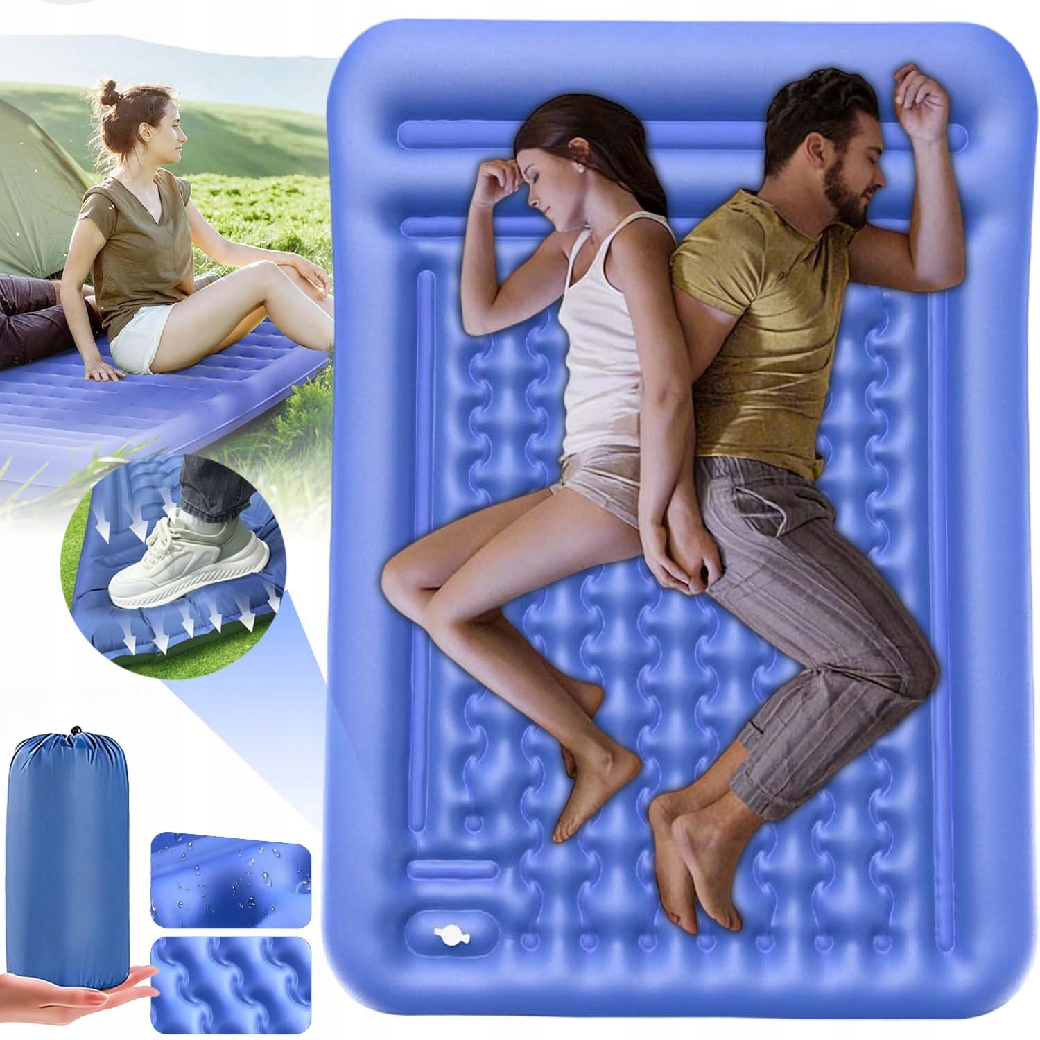 Matrace Pro Dvě Osoby Na Kempování, Vestavěná Nožní Pumpa 200X134X10 CM