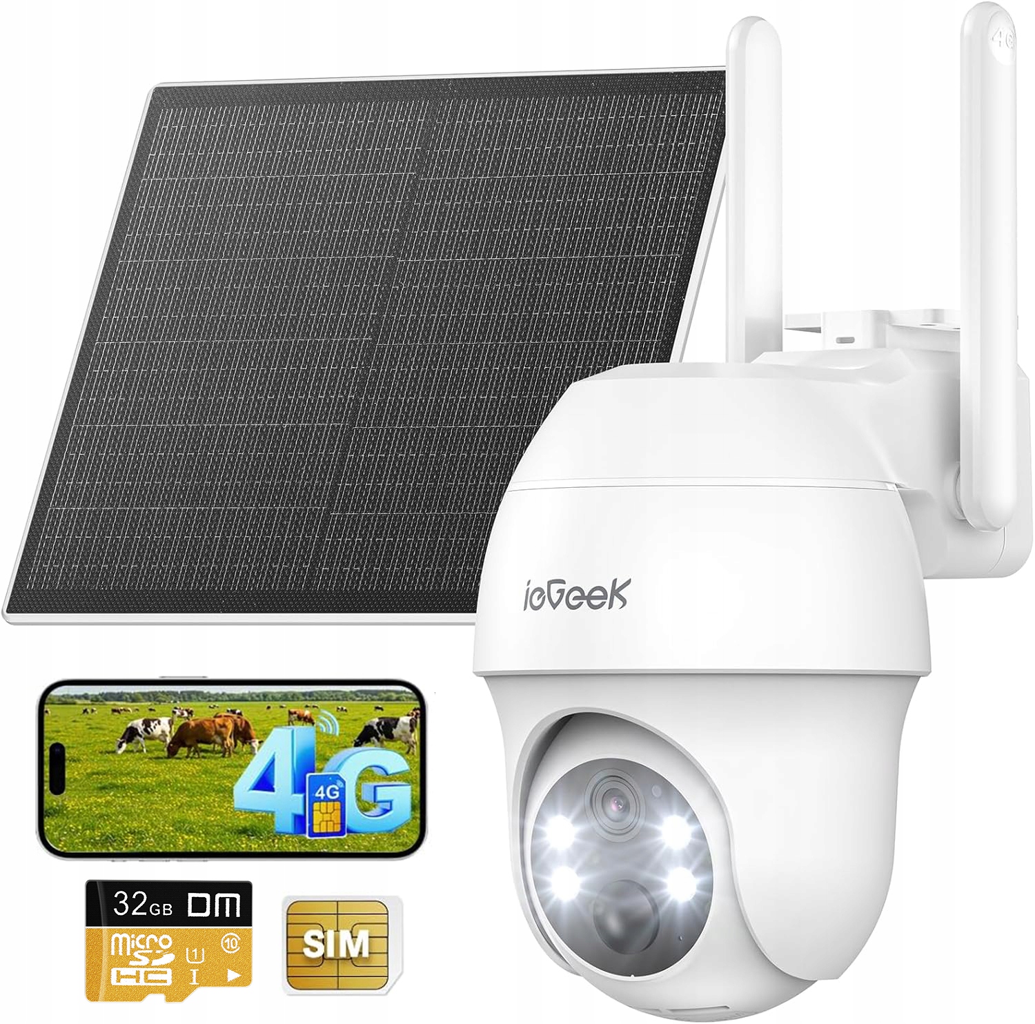 Kamera Solarna Zewnętrzna Obrotowa Z Kartę Sim 4G Lte Gsm 2K 3MP Z Kartą Sd